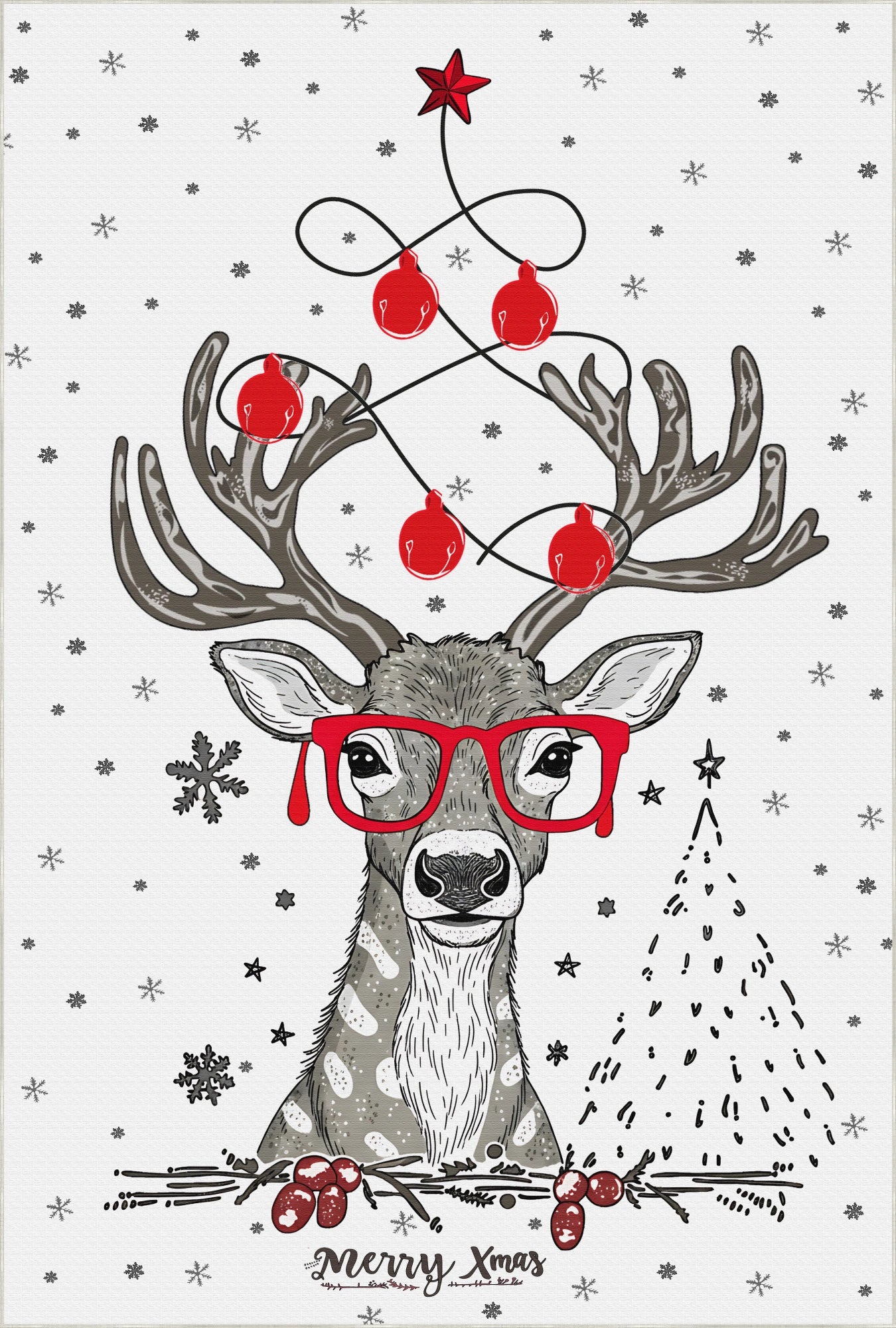 Frohe Weihnachten Rentier Teppich – Bella Rugs