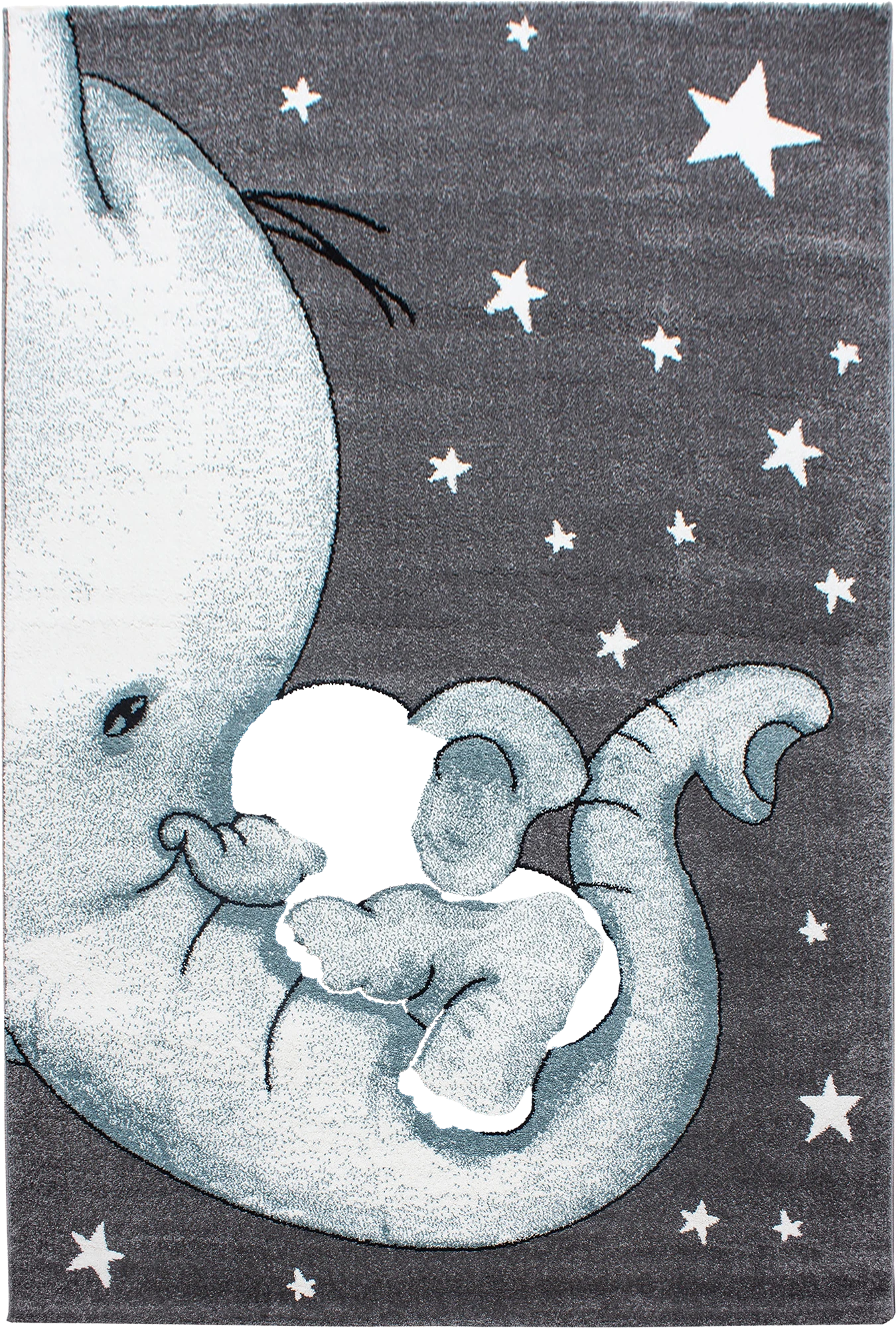 Niedlicher Kuschelelefanten Kinderzimmerteppich | Blau