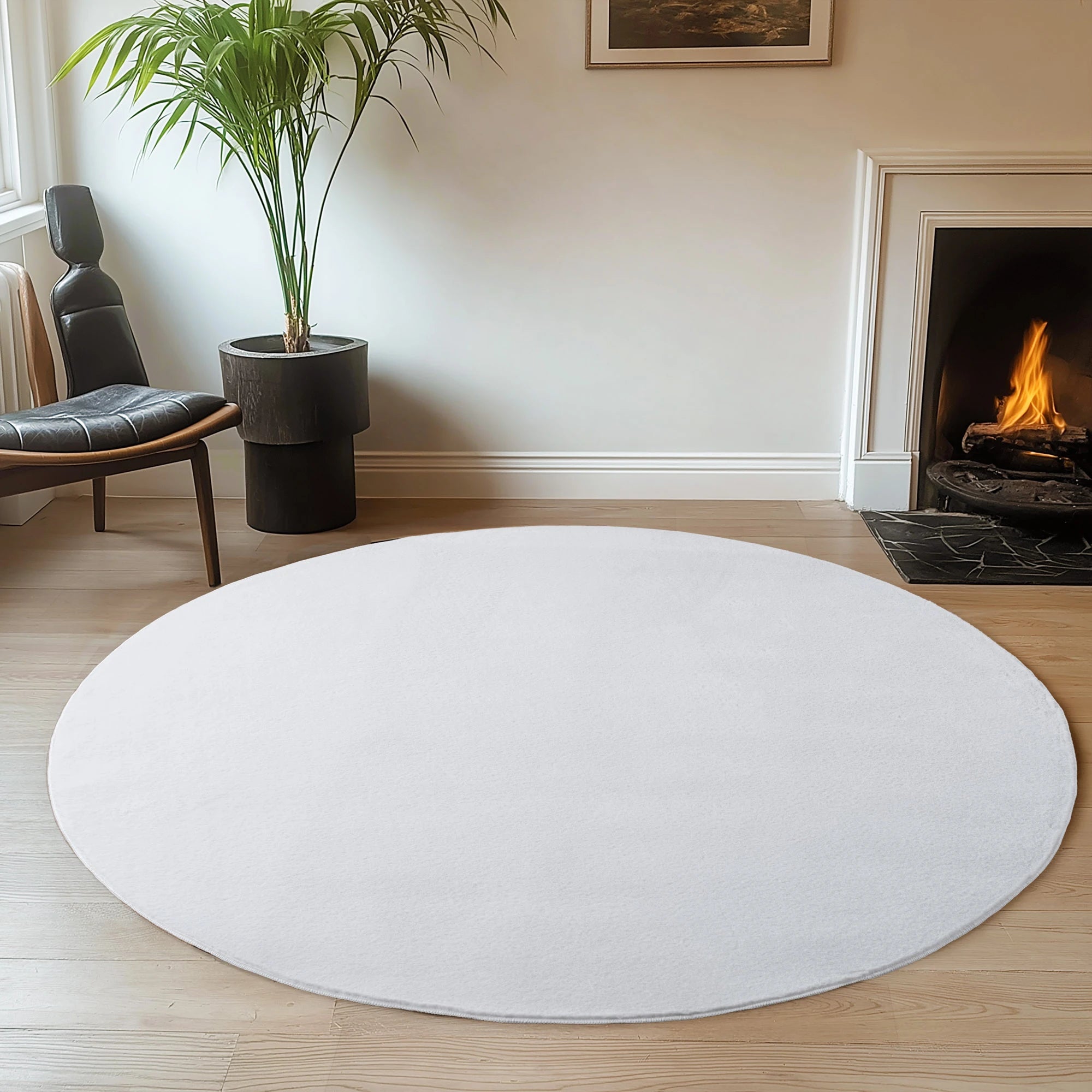 Eleganter Premium Teppich in Unifarbe | Weißer Teppich