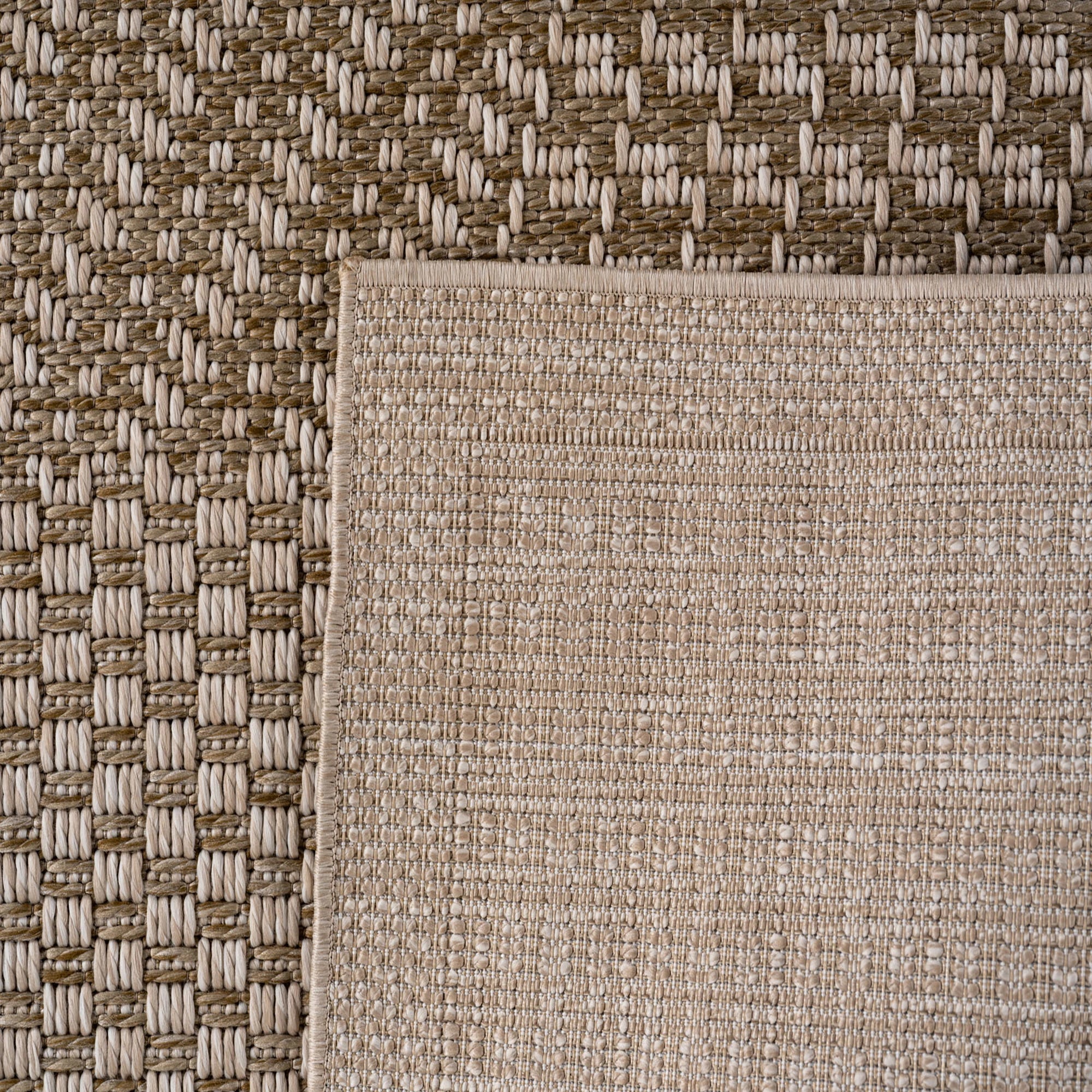 Karierter Terrassen Teppich mit Schachbrettmuster | Beige