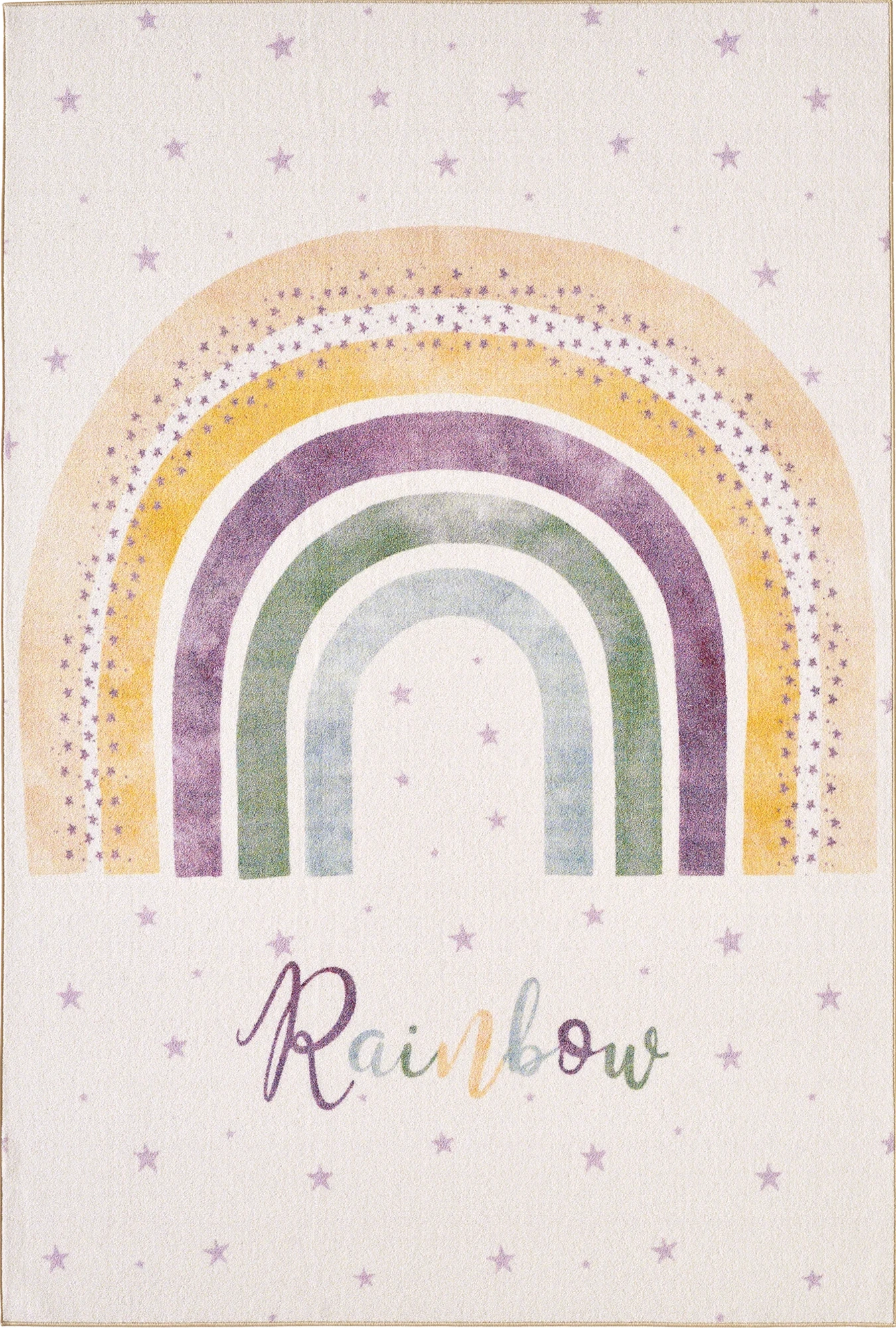 Pastellfarbener Kinderzimmer Teppich mit Bogenmuster | Creme