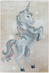 Majestätischer Einhorn-Regenbogenmähnen-Kinderteppich | Gelb Gelb