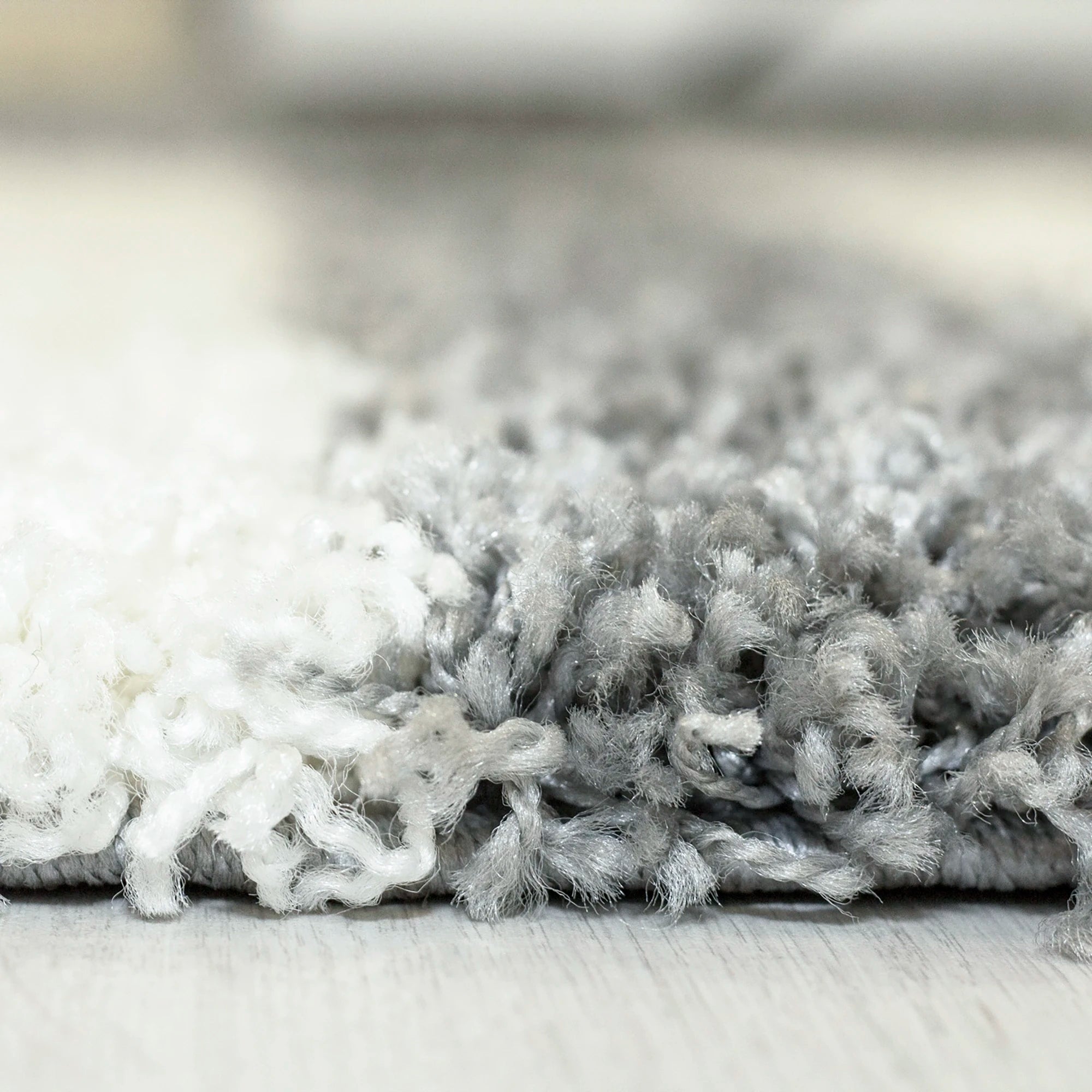 Karierter Block Shag Teppich | Hellgrau