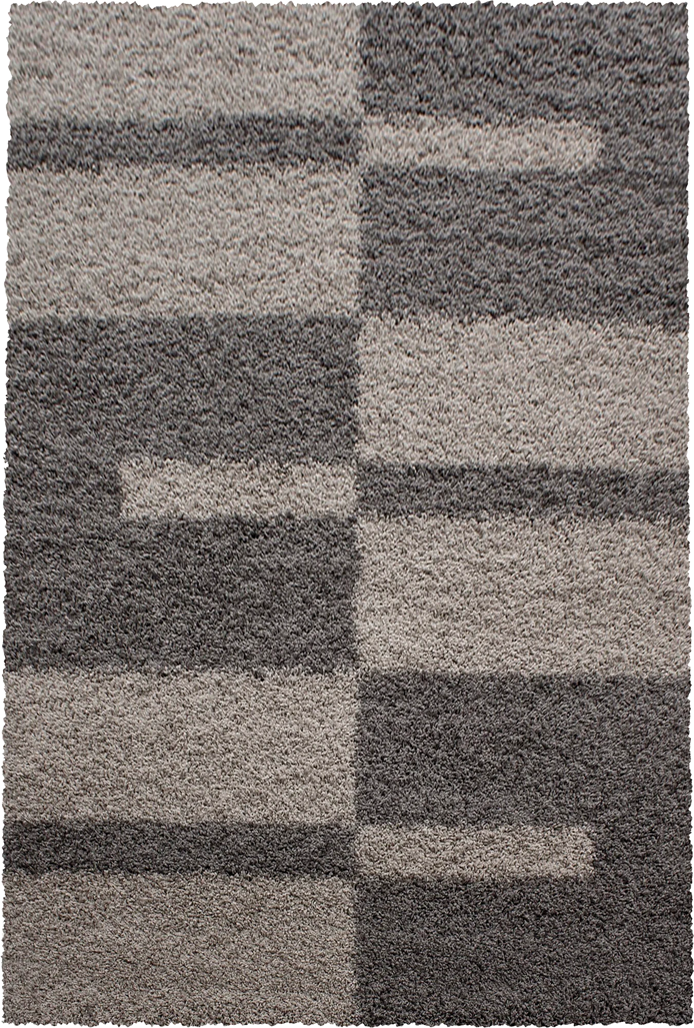 Karierter Block Shag Teppich | Taupe