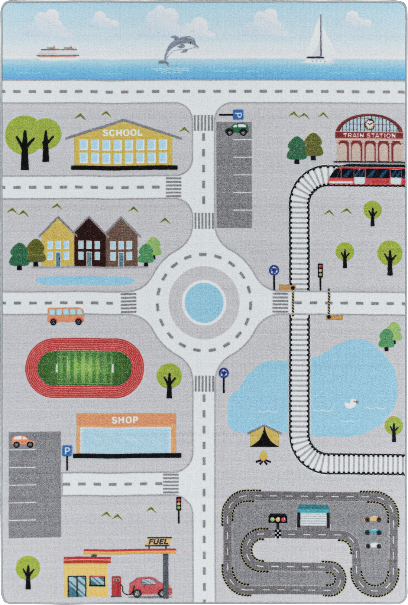 Spielmatte Spaßige Stadt Für Kinder | Grau
