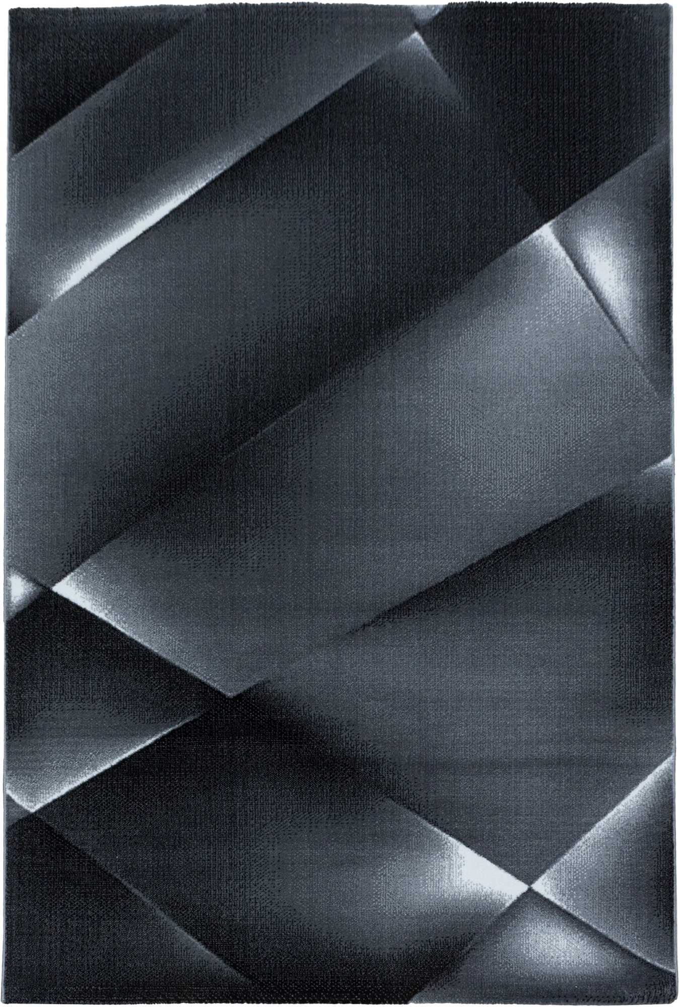 Moderner Teppich mit geometrischem Prismenmuster | Schwarz