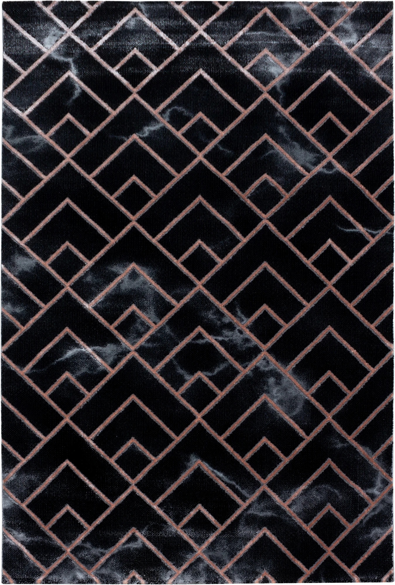 Luxuriöser Art-Déco-Teppich mit Chevron-Muster | Bronze