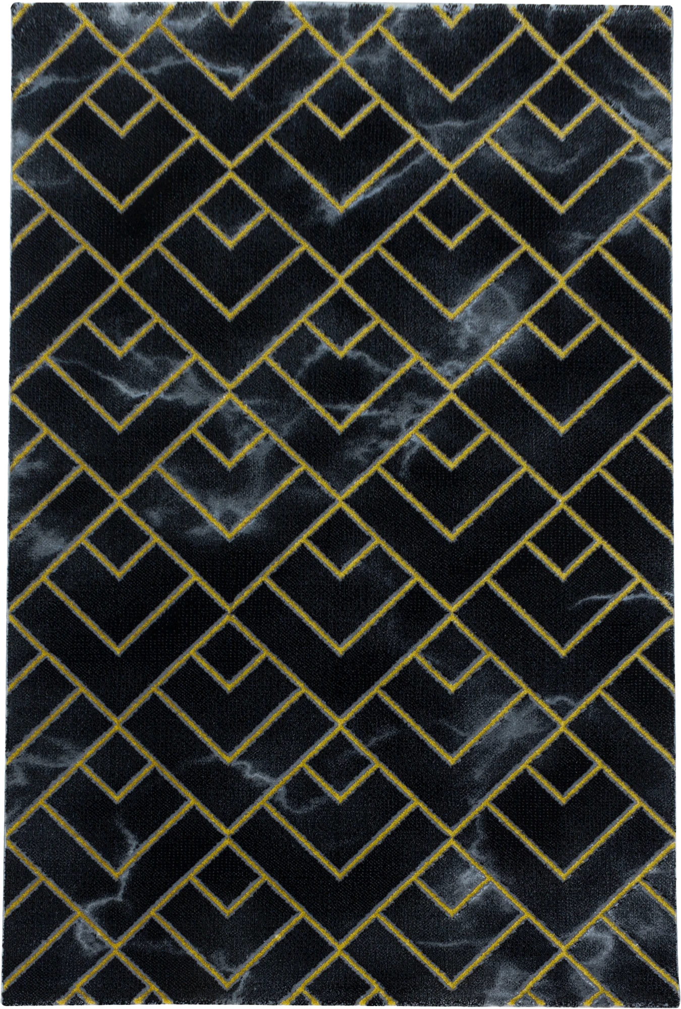 Luxuriöser Art-déco-Teppich mit Chevron-Muster | Gold
