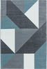 Moderner Geometrischer Patchwork-Teppich mit Dreiecksmuster | Blau 