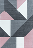 Moderner Geometrischer Patchwork-Teppich mit Dreiecksmuster | Rosa 