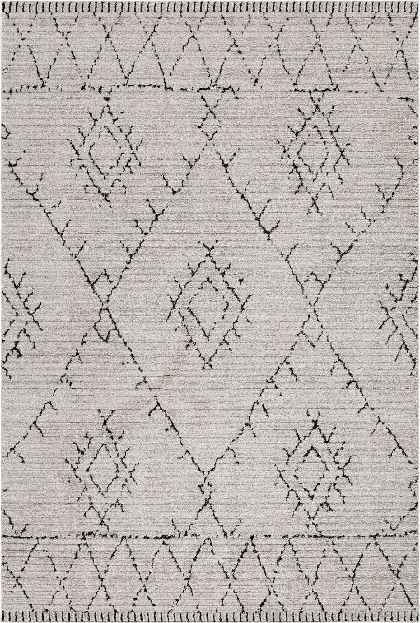 Boho Berber Teppich mit Geometrischem Gittermuster | Beige