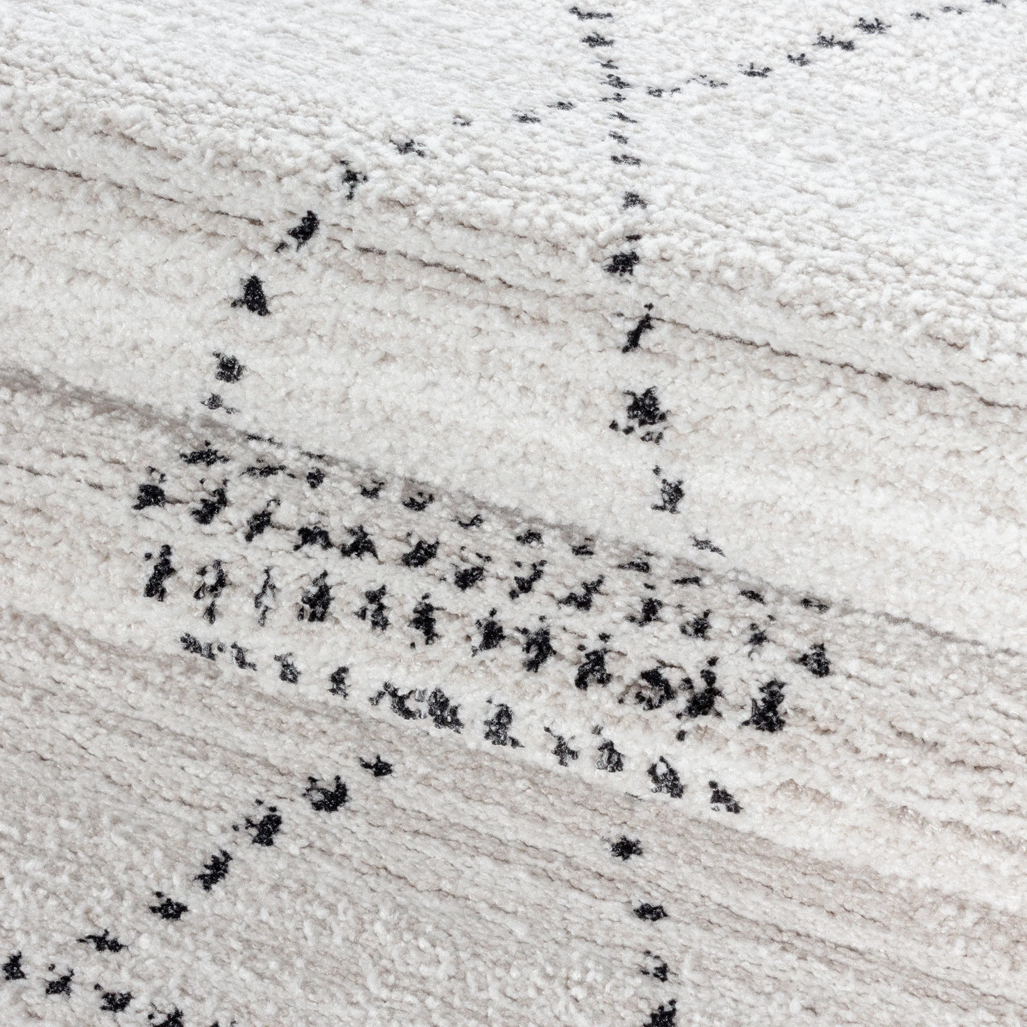 Boho-Teppich mit Gepunktetem Rauten Muster | Creme