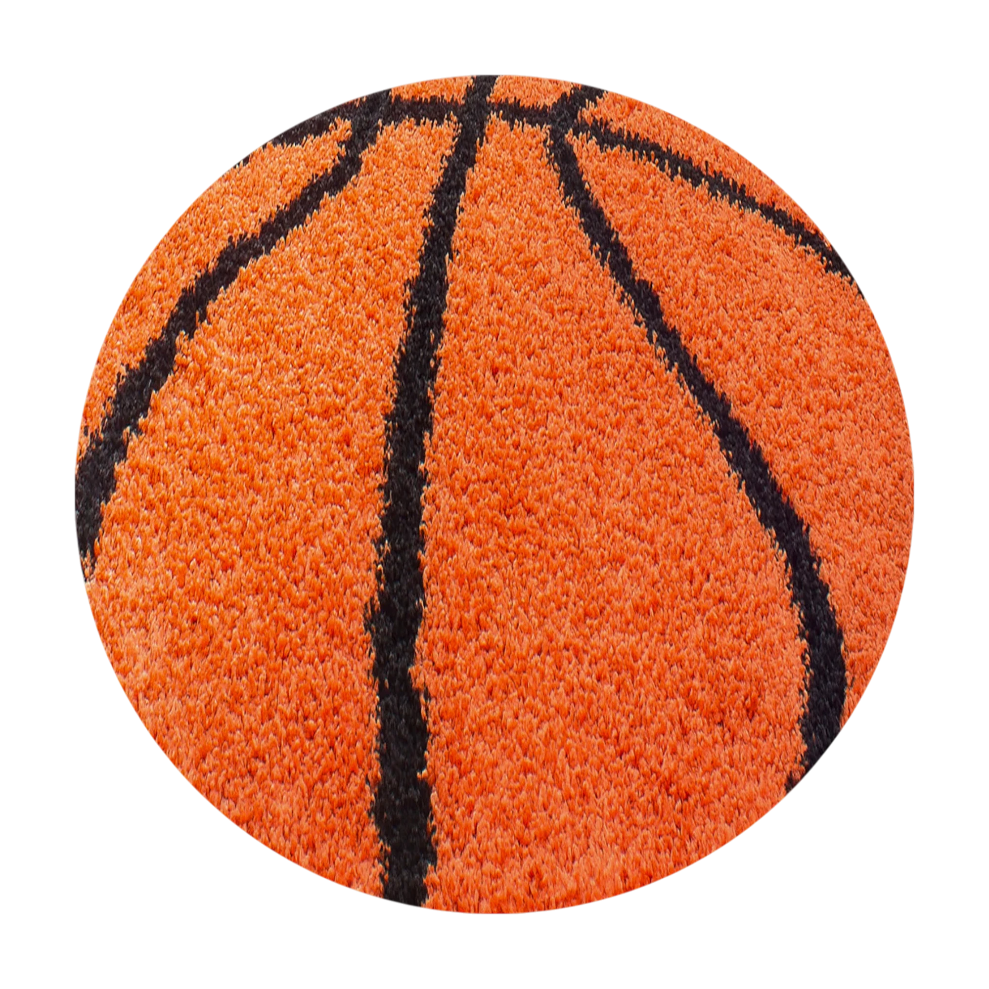 Runder Zotteliger Basketball Kinderteppich | Orange