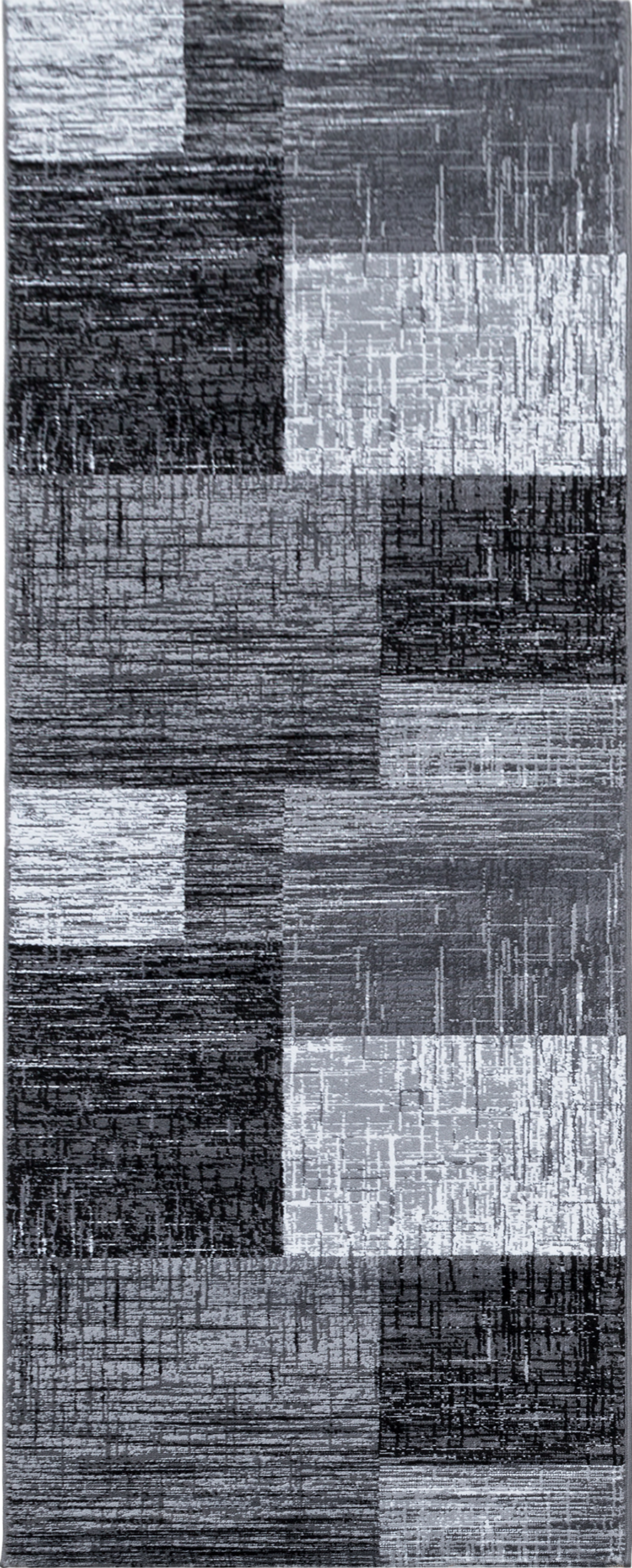 Moderner Geometrischer Patchwork Teppich | Schwarz
