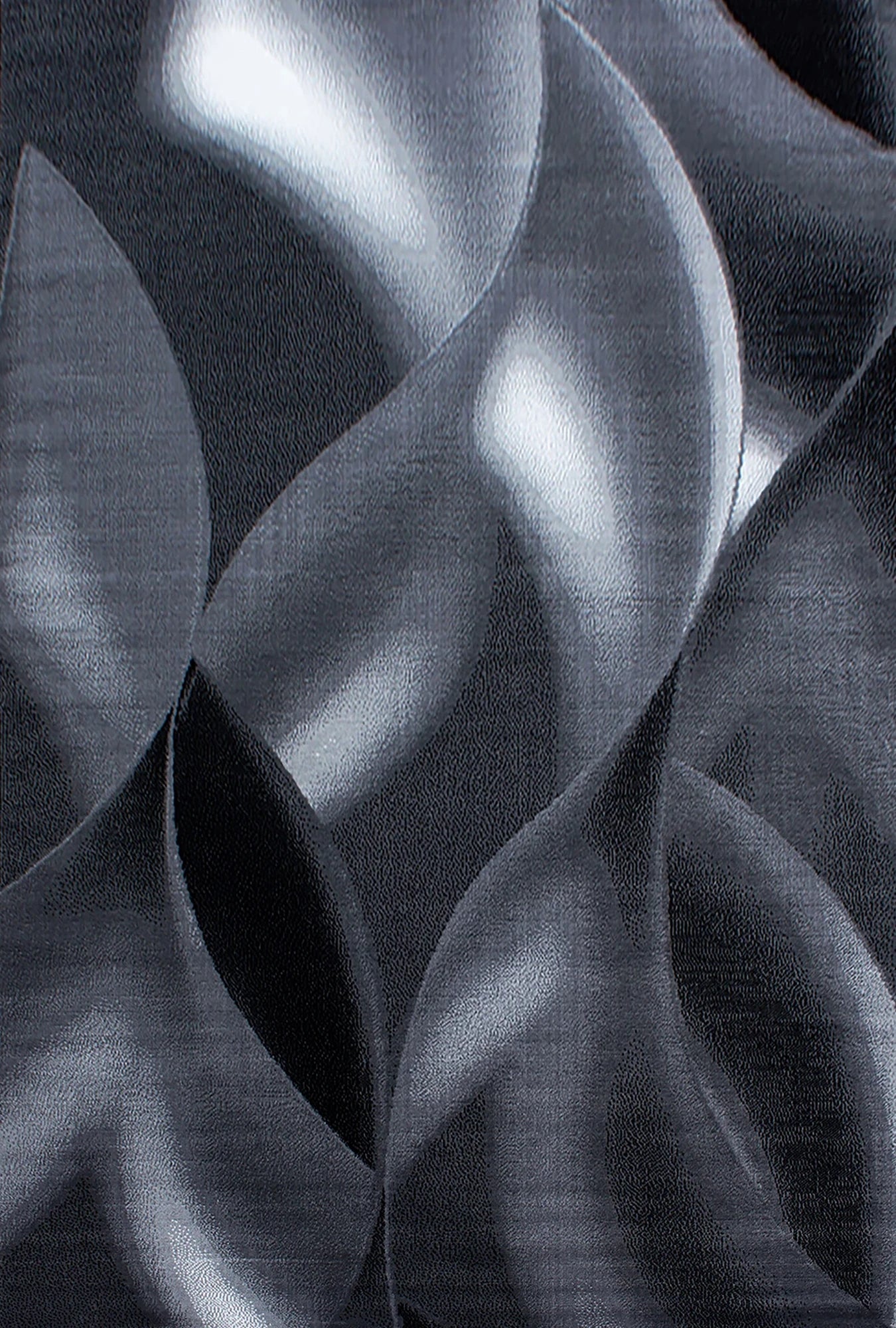 Moderner Fließender Wohnzimmerteppich mit Skulpturalem Muster | Schwarz