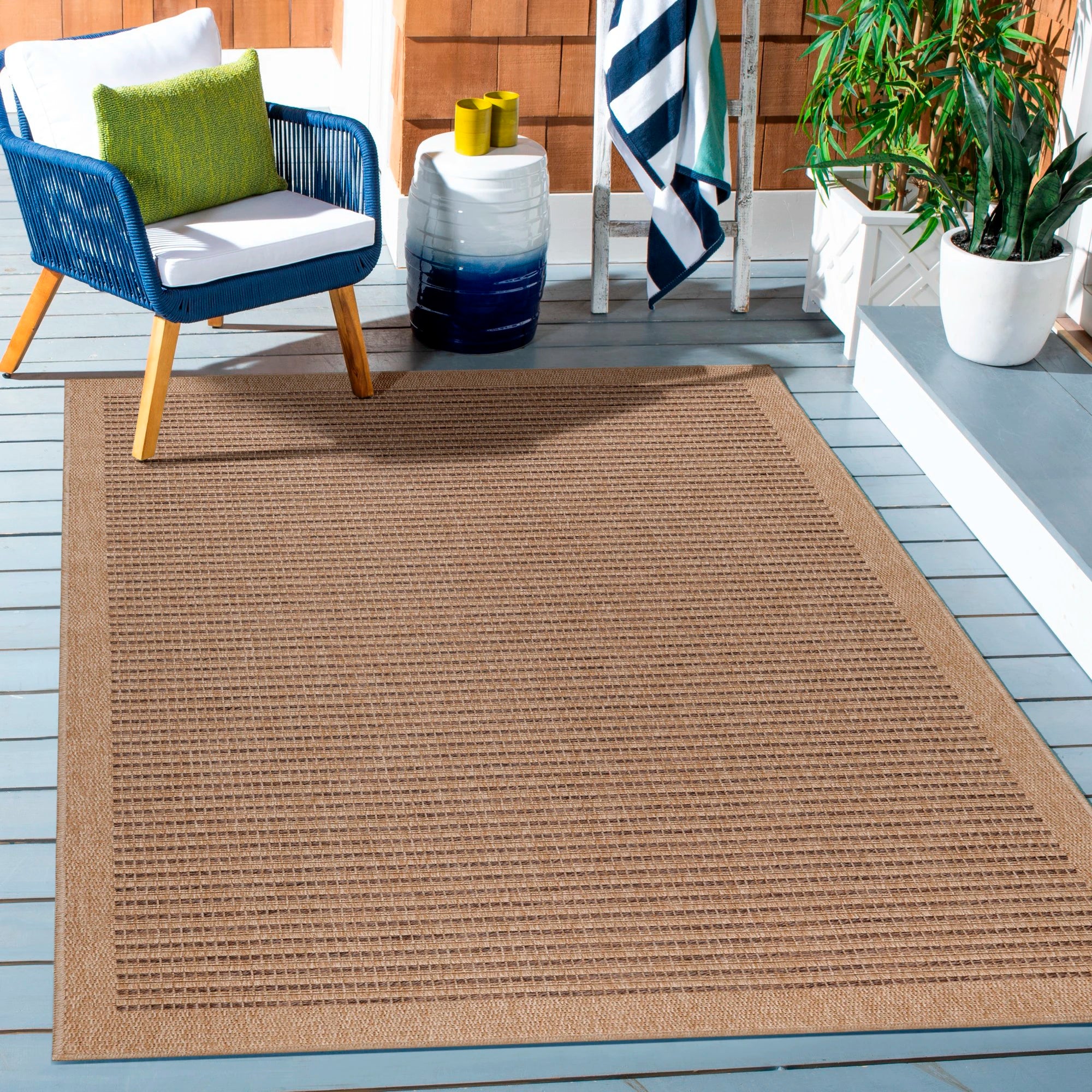 Eleganter Vintage Jute Teppich in Neutralem | Schwarz