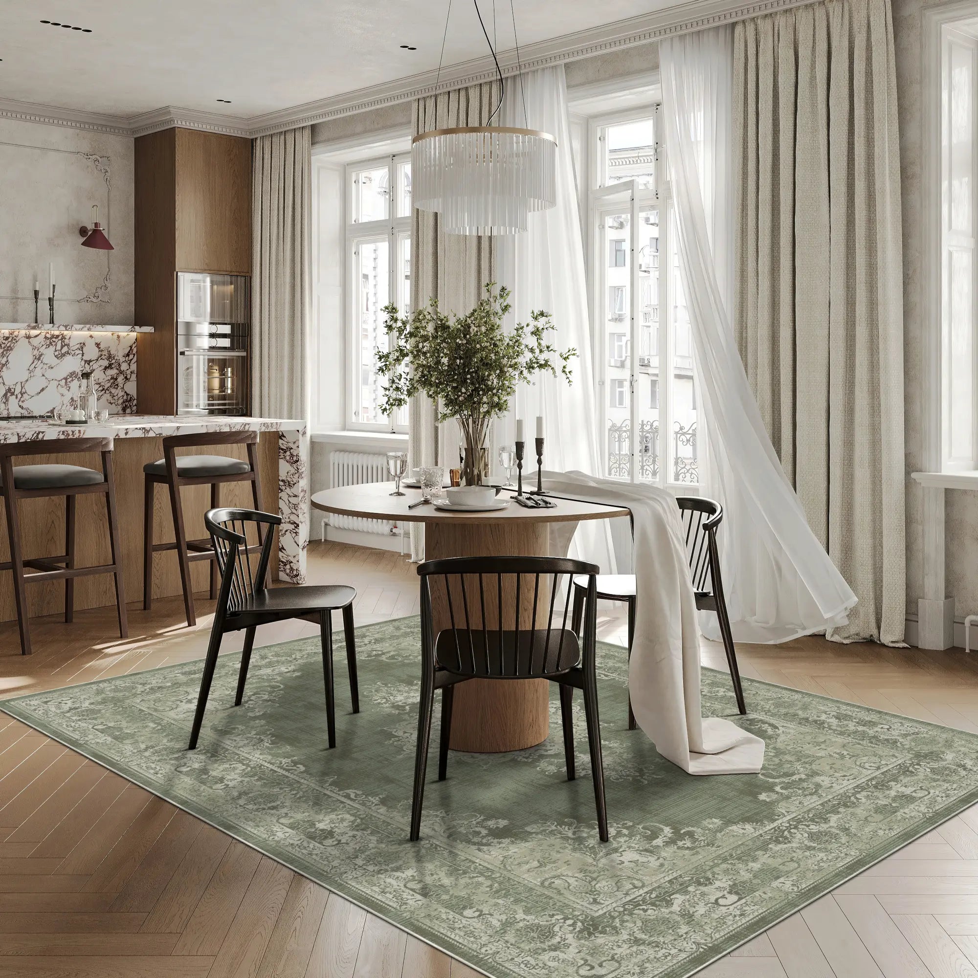 Vintage Salbeigrün Teppich