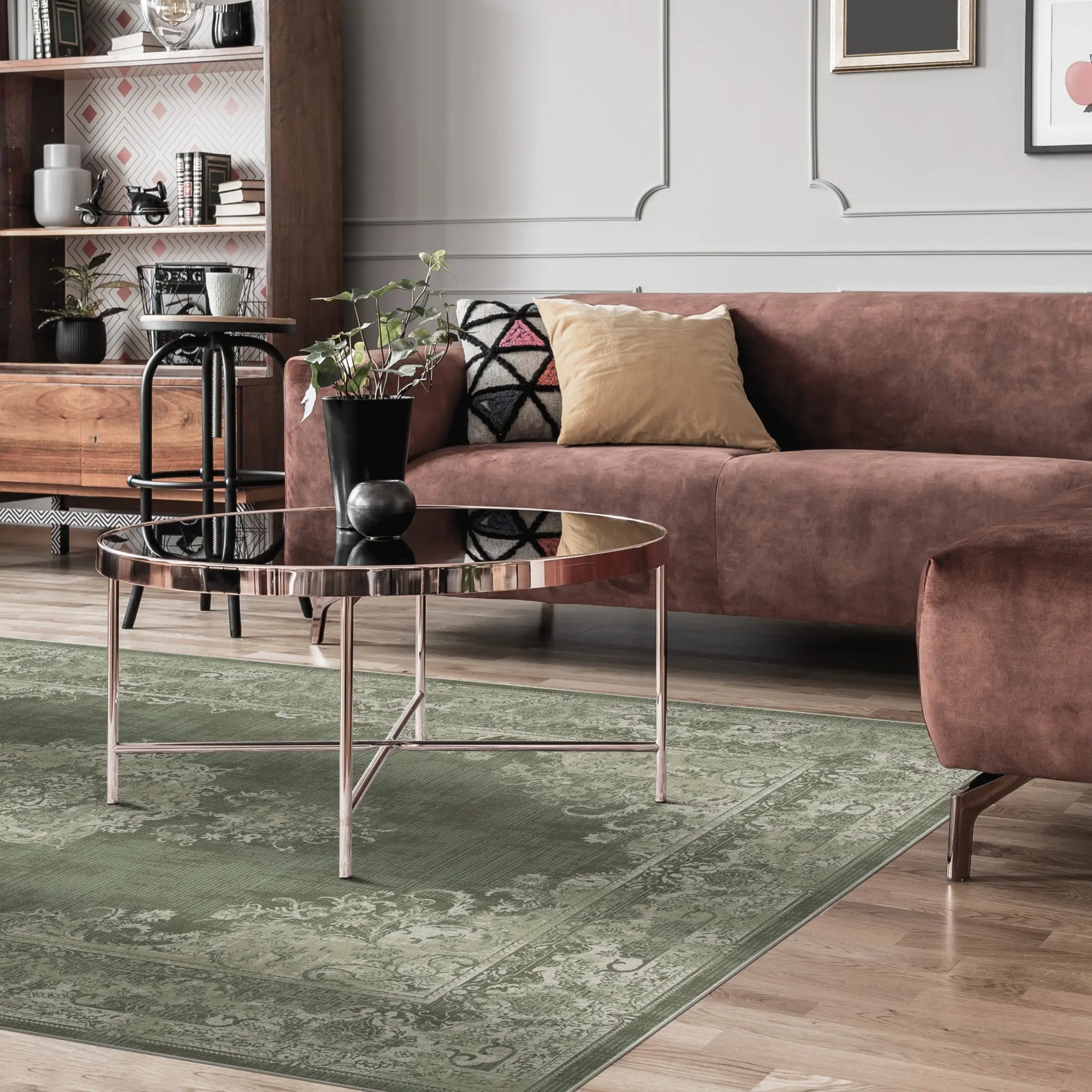 Vintage Salbeigrün Teppich