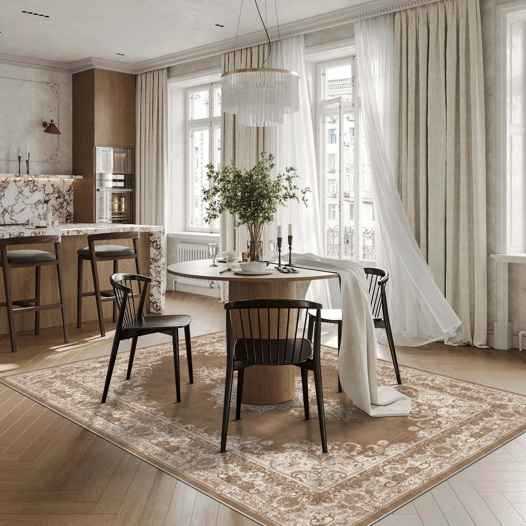 Vintage Salbeibraun Teppich