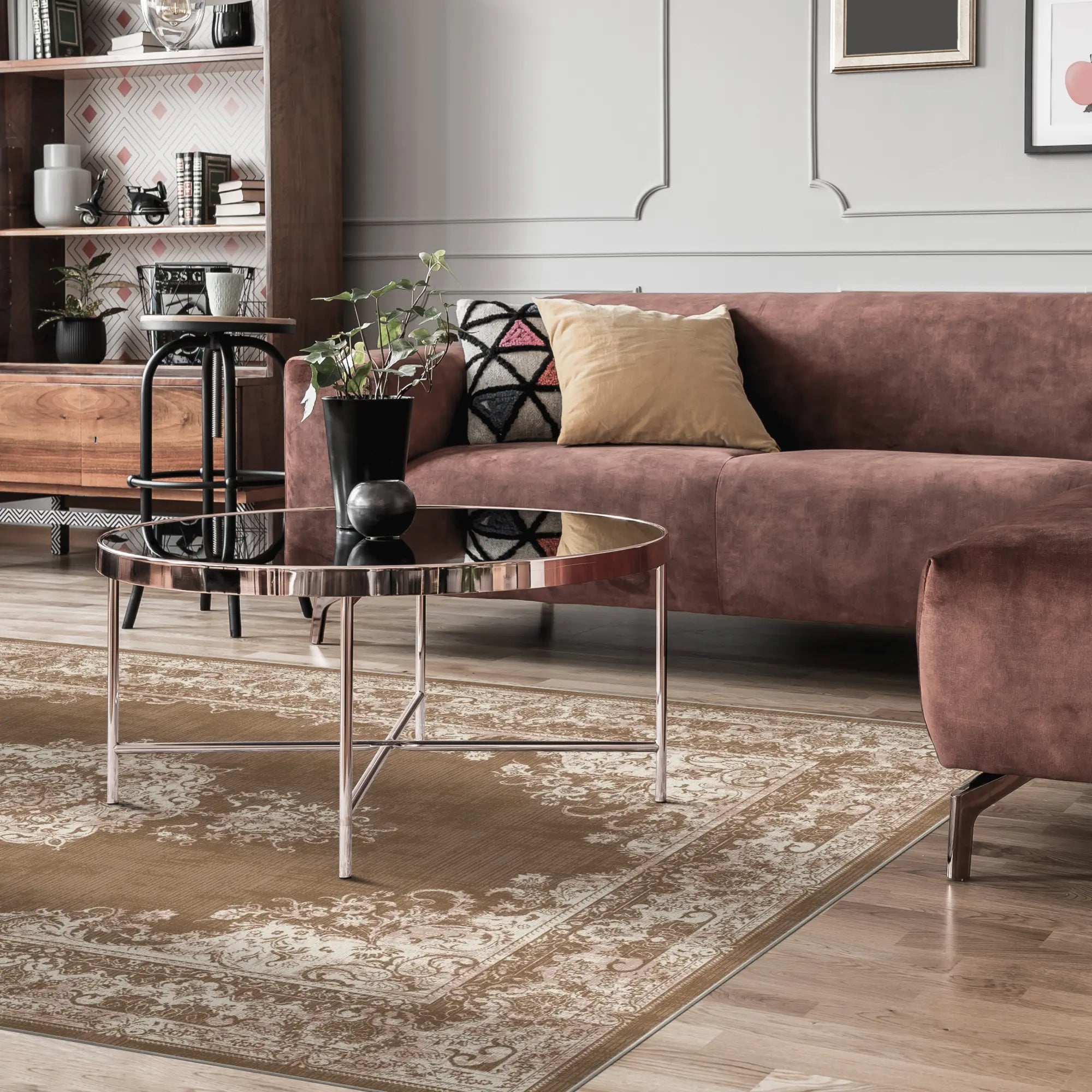 Vintage Salbeibraun Teppich