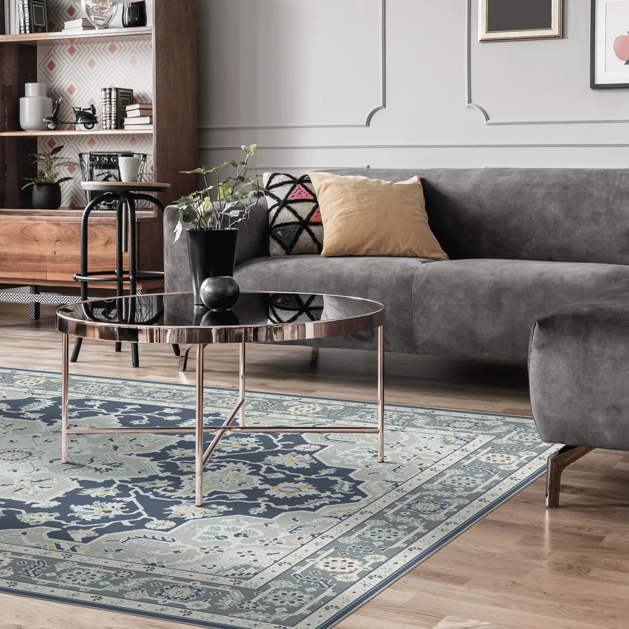 Lyra Alabaster Marineblau Teppich