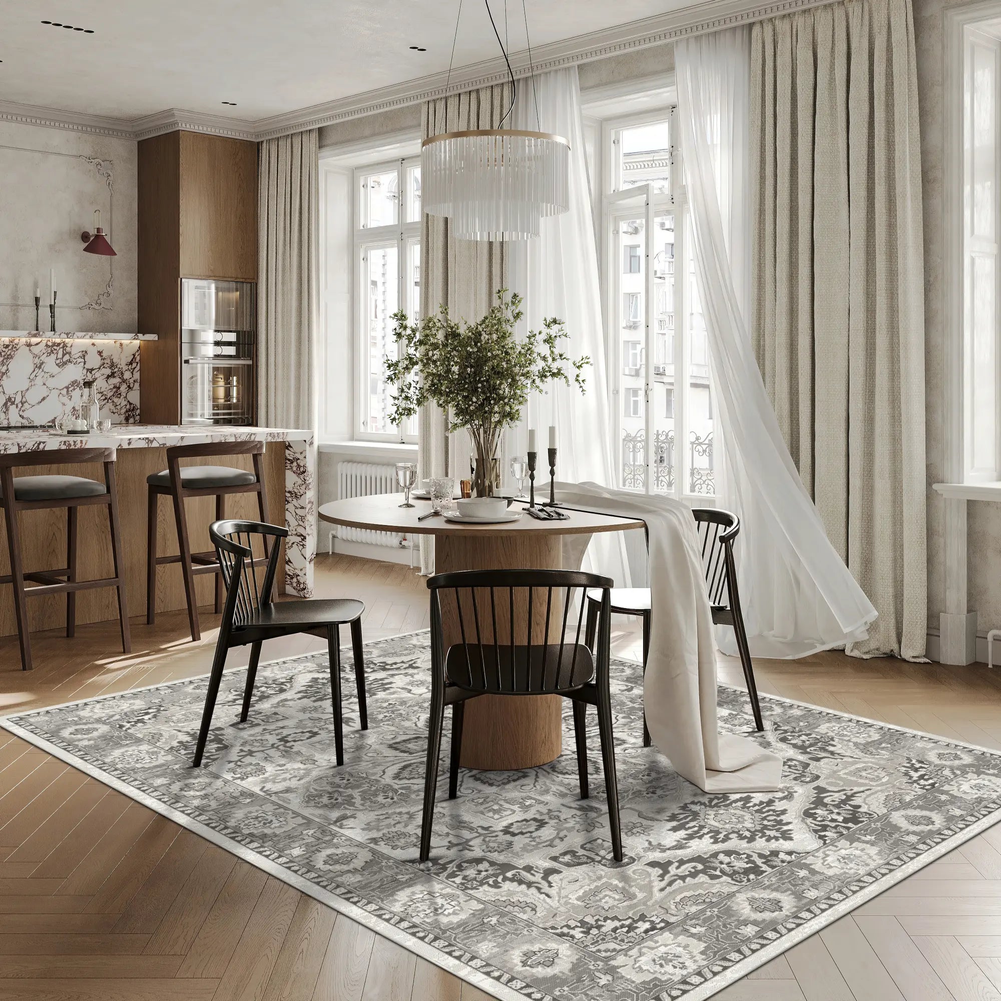 Elysian Großes Medaillon Hellgrau