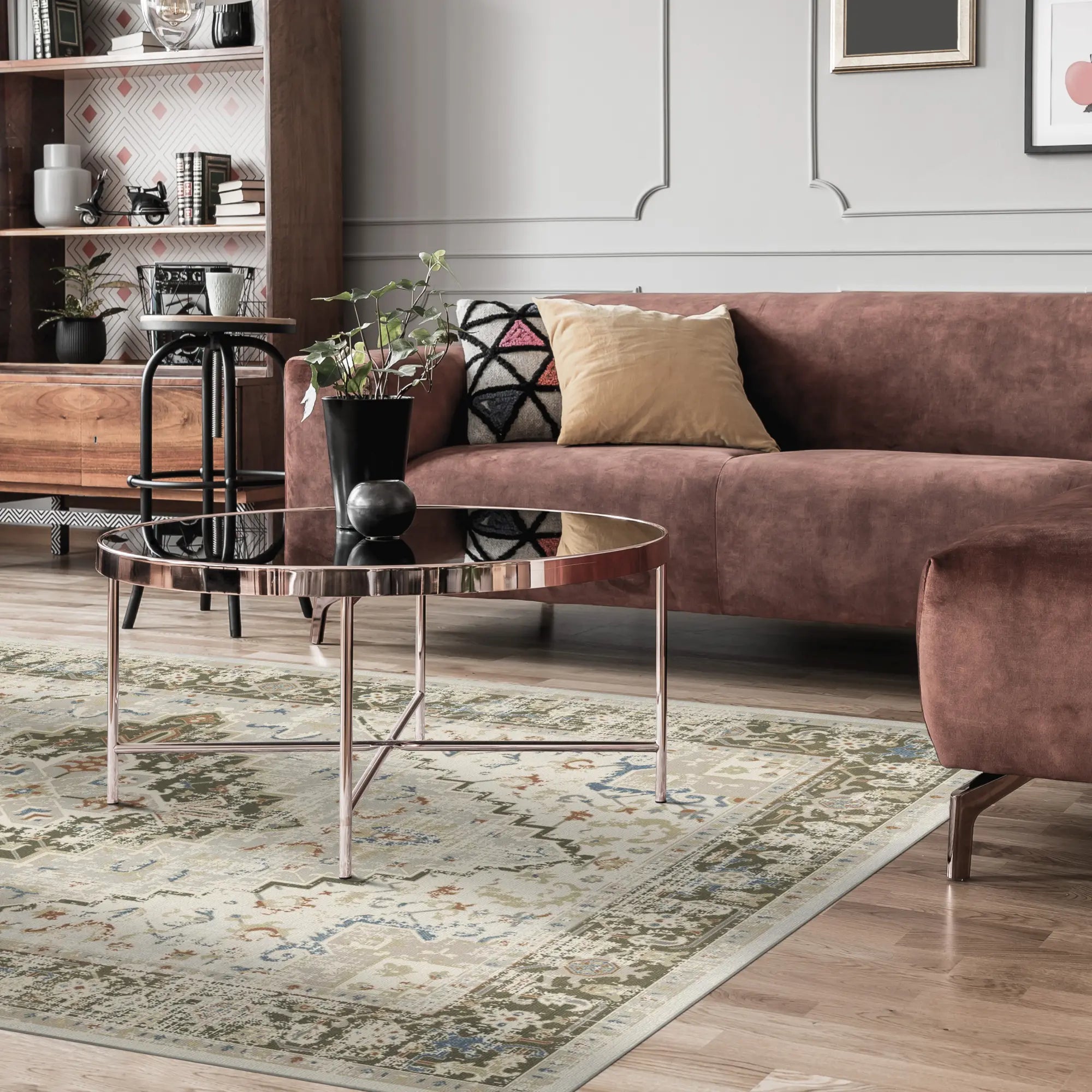 Olive Elfenbein Heritage Teppich