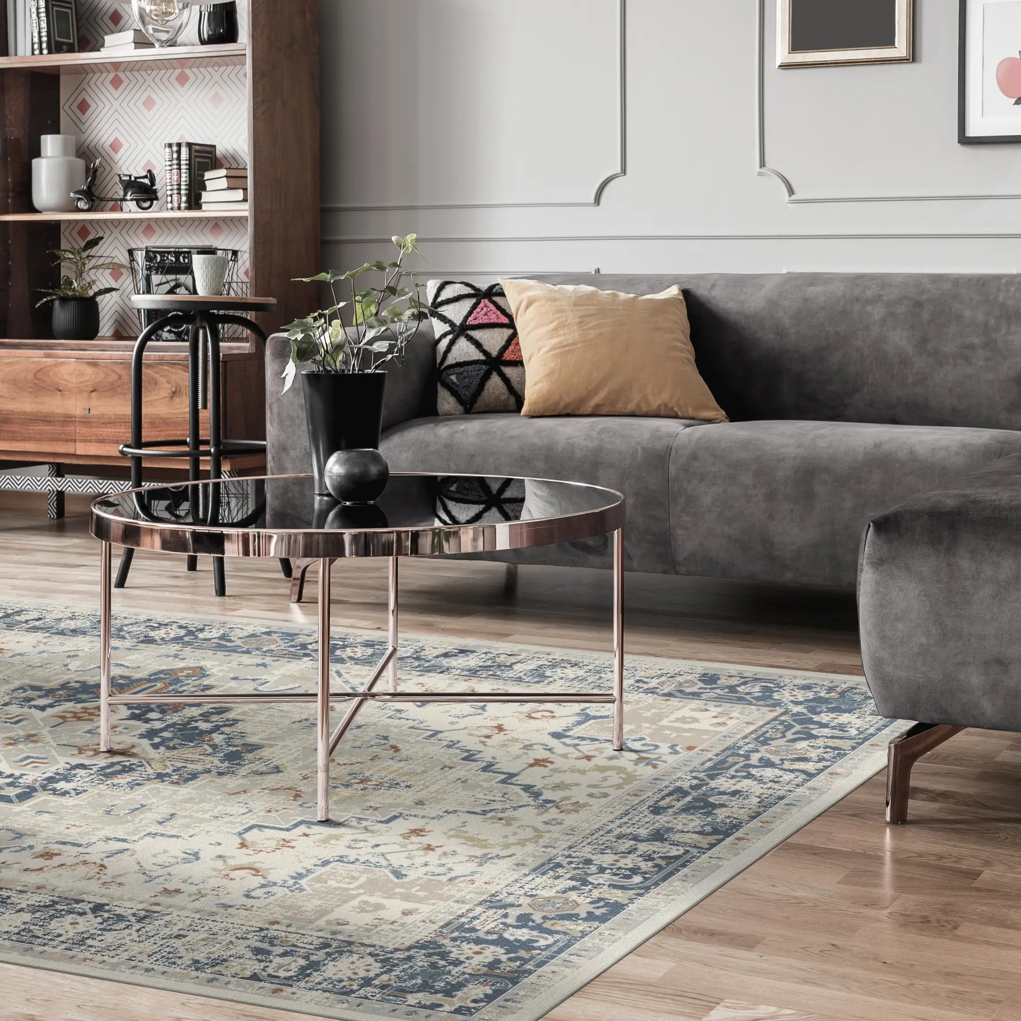 Marine Elfenbein Heritage Teppich