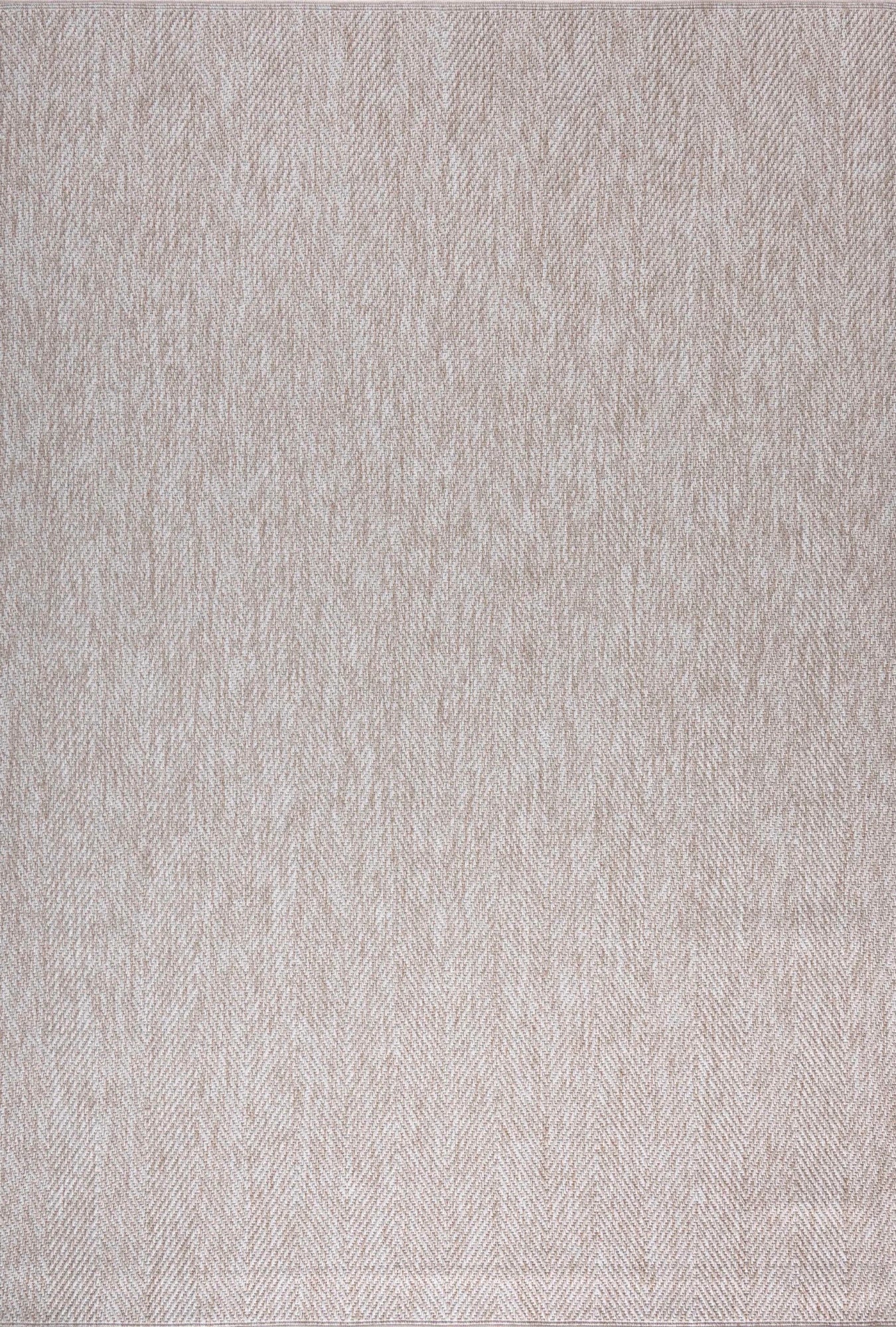 Strukturierter Juteteppich in Elfenbein mit Fischgrätenmuster