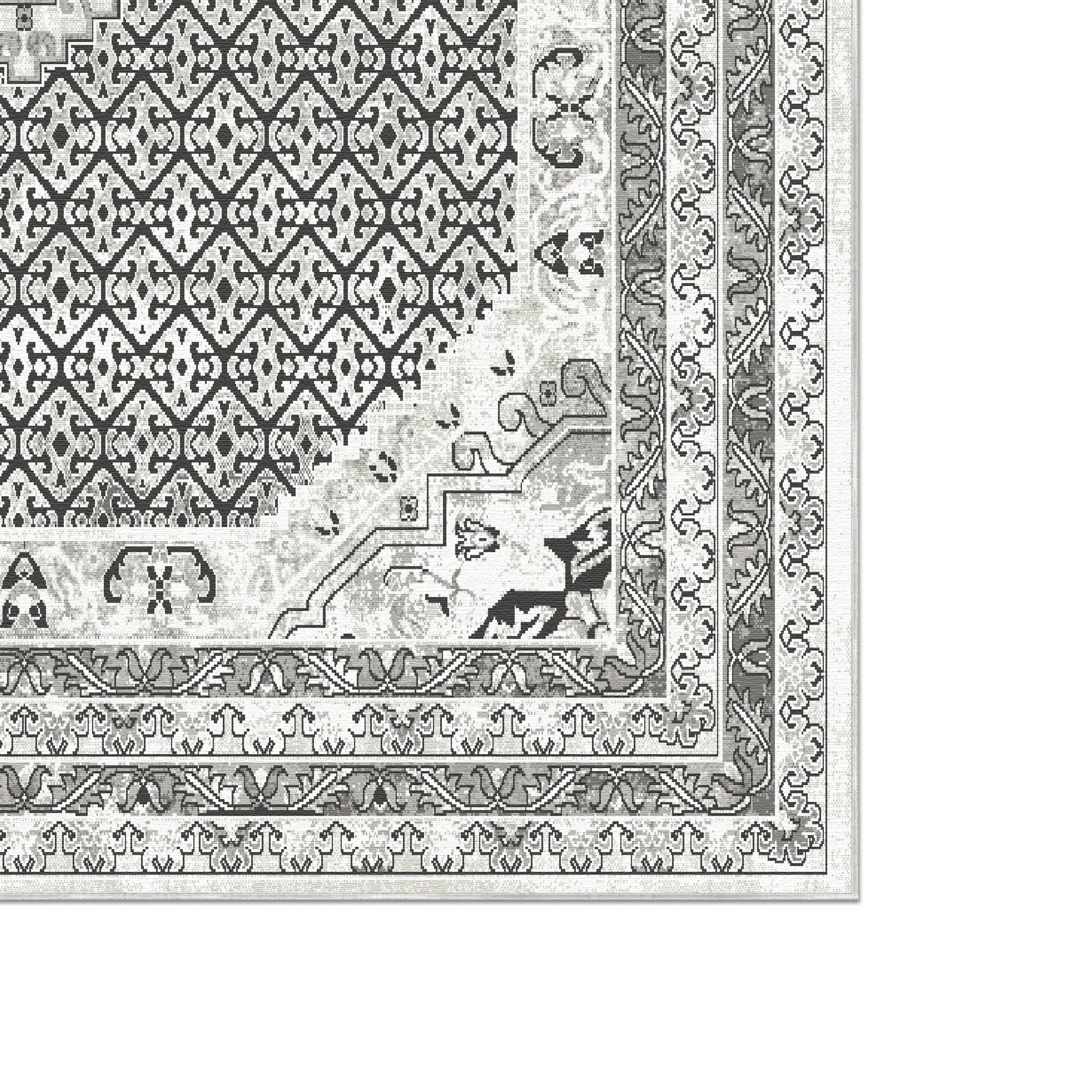 Vintage Grau Medaillon Teppich