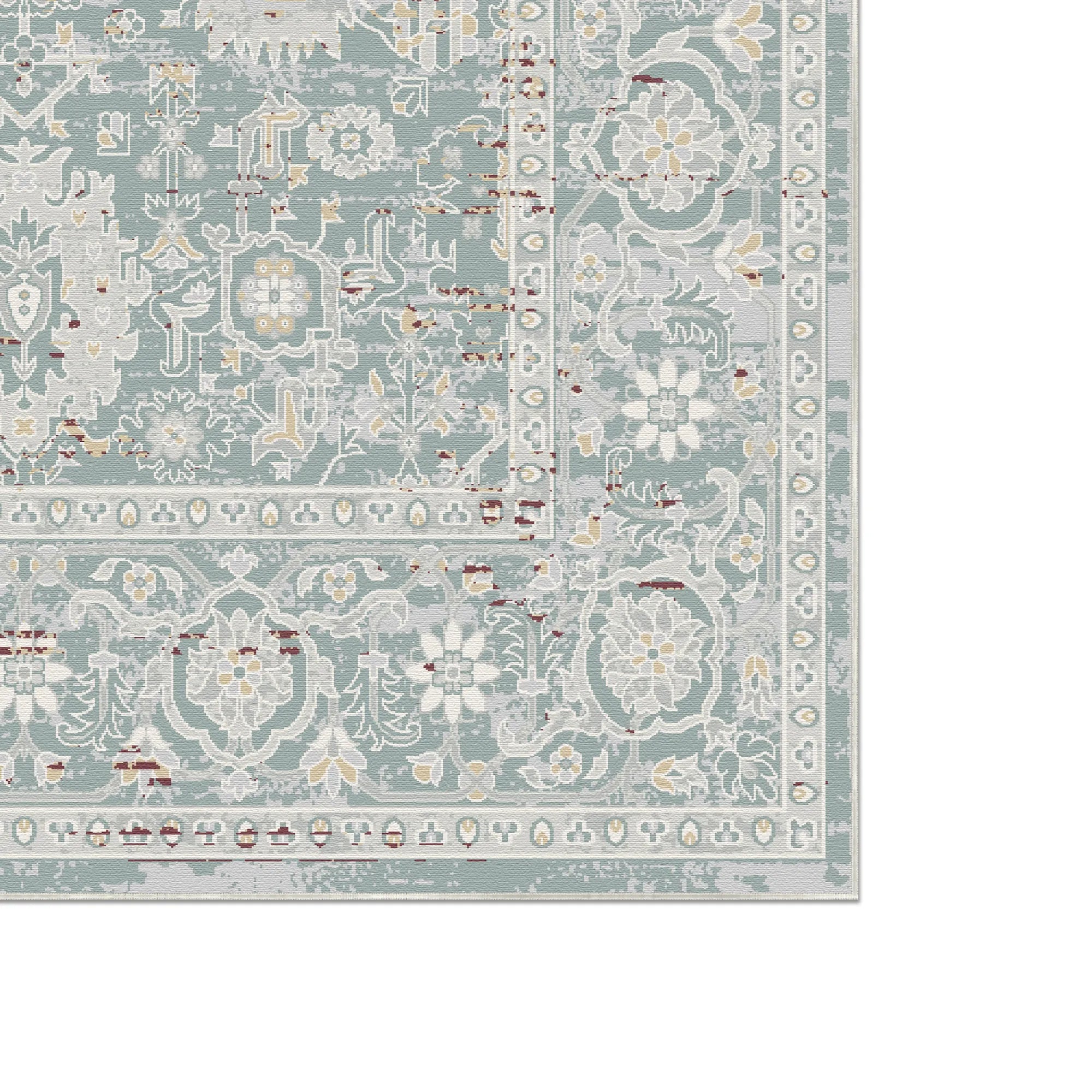 Legacy Erodierte Blumenmuster Salbei Alabaster Teppich