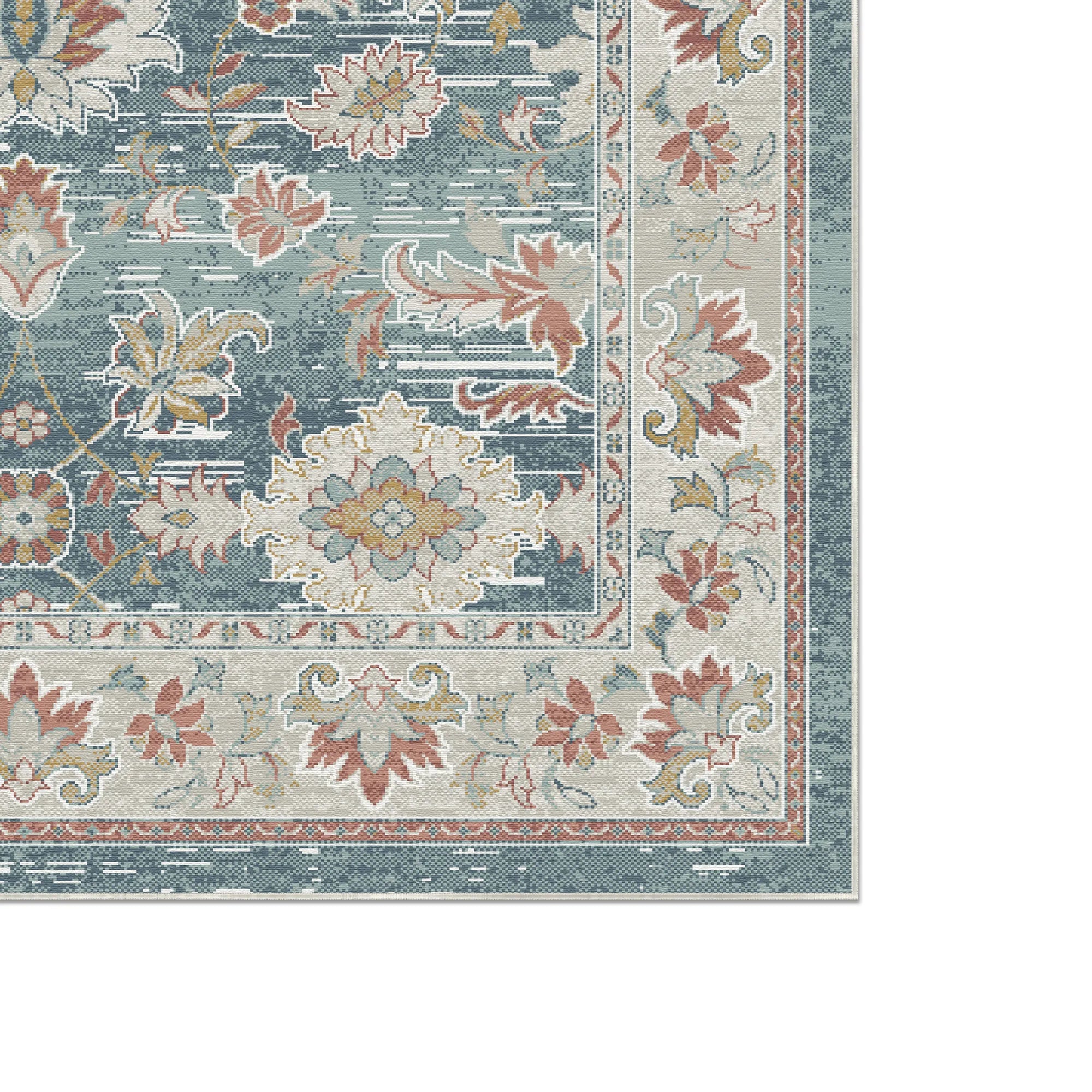 Aura Abgenutztes Blumenmuster Petrol