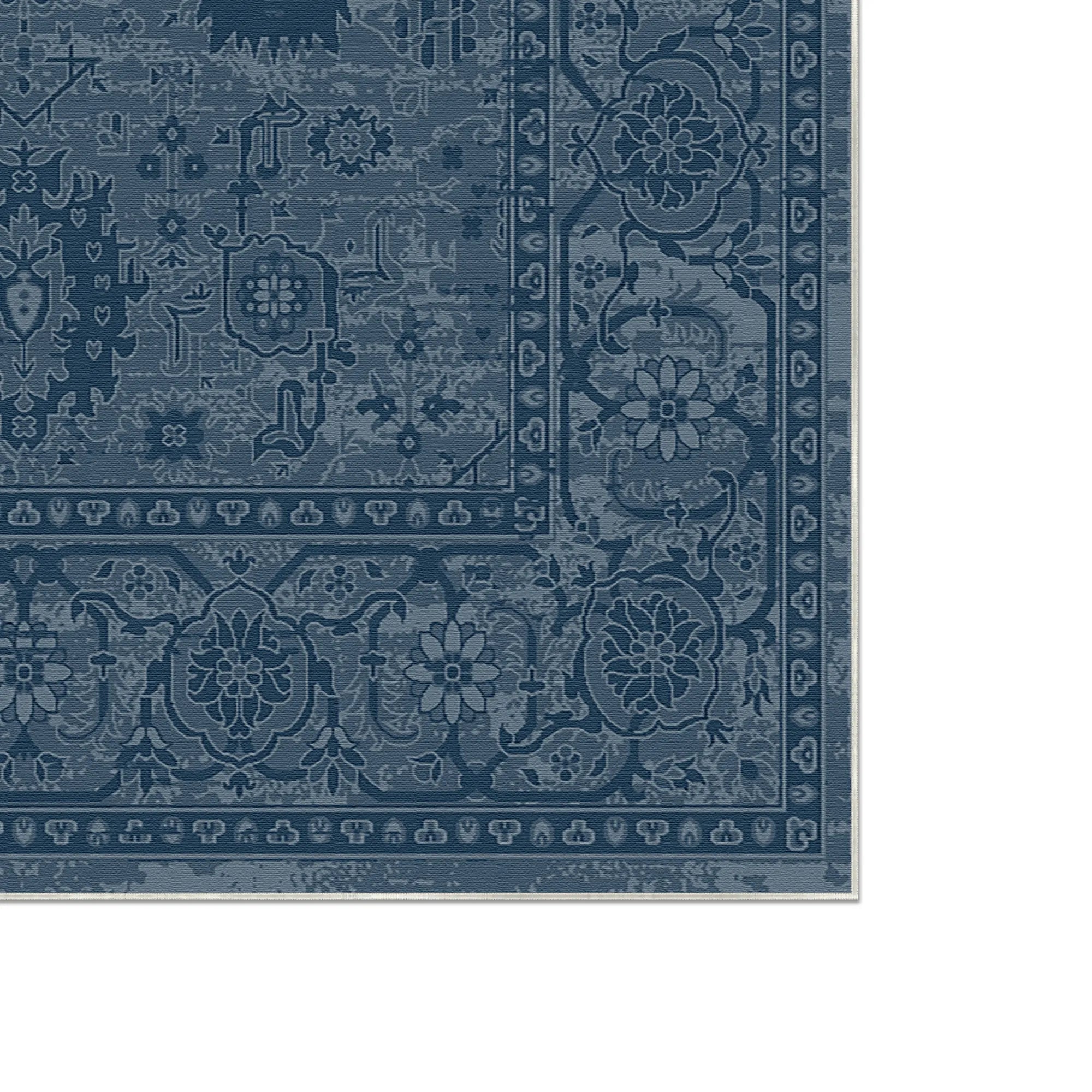 Legacy Abgenutztes Blumenmuster Marineblau Teppich