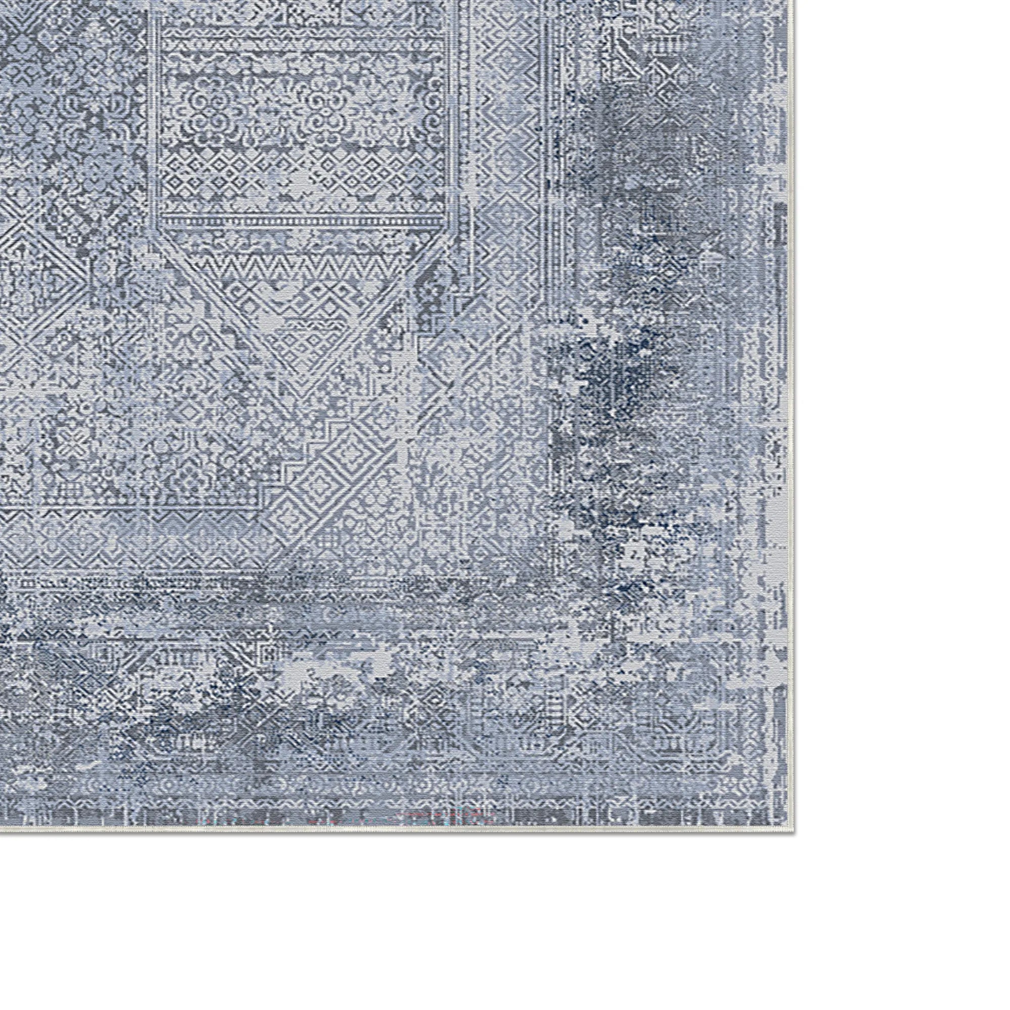 Schieferblau Chiffre Relikt Teppich