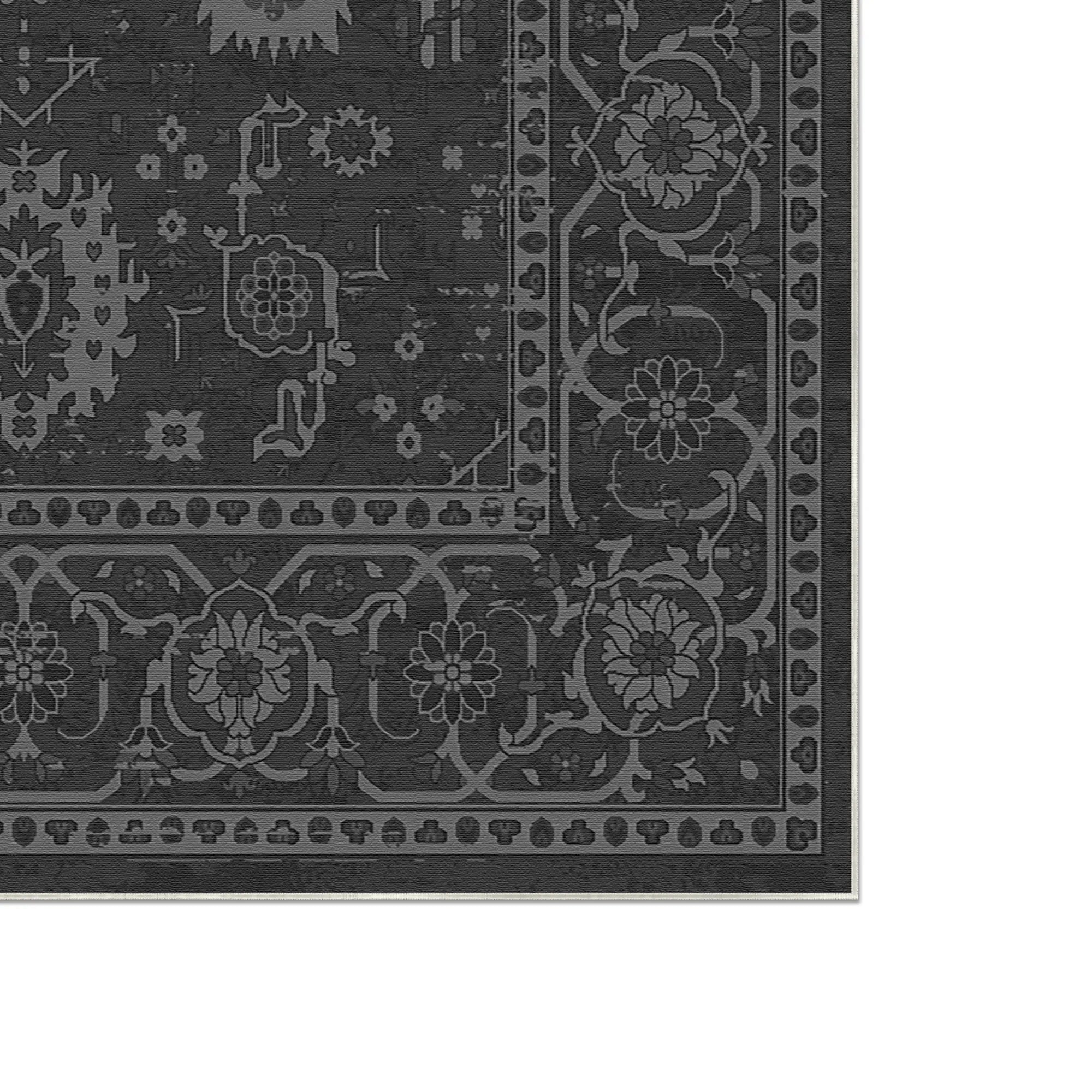 Legacy Erodierte Blumenmuster Anthrazit Teppich