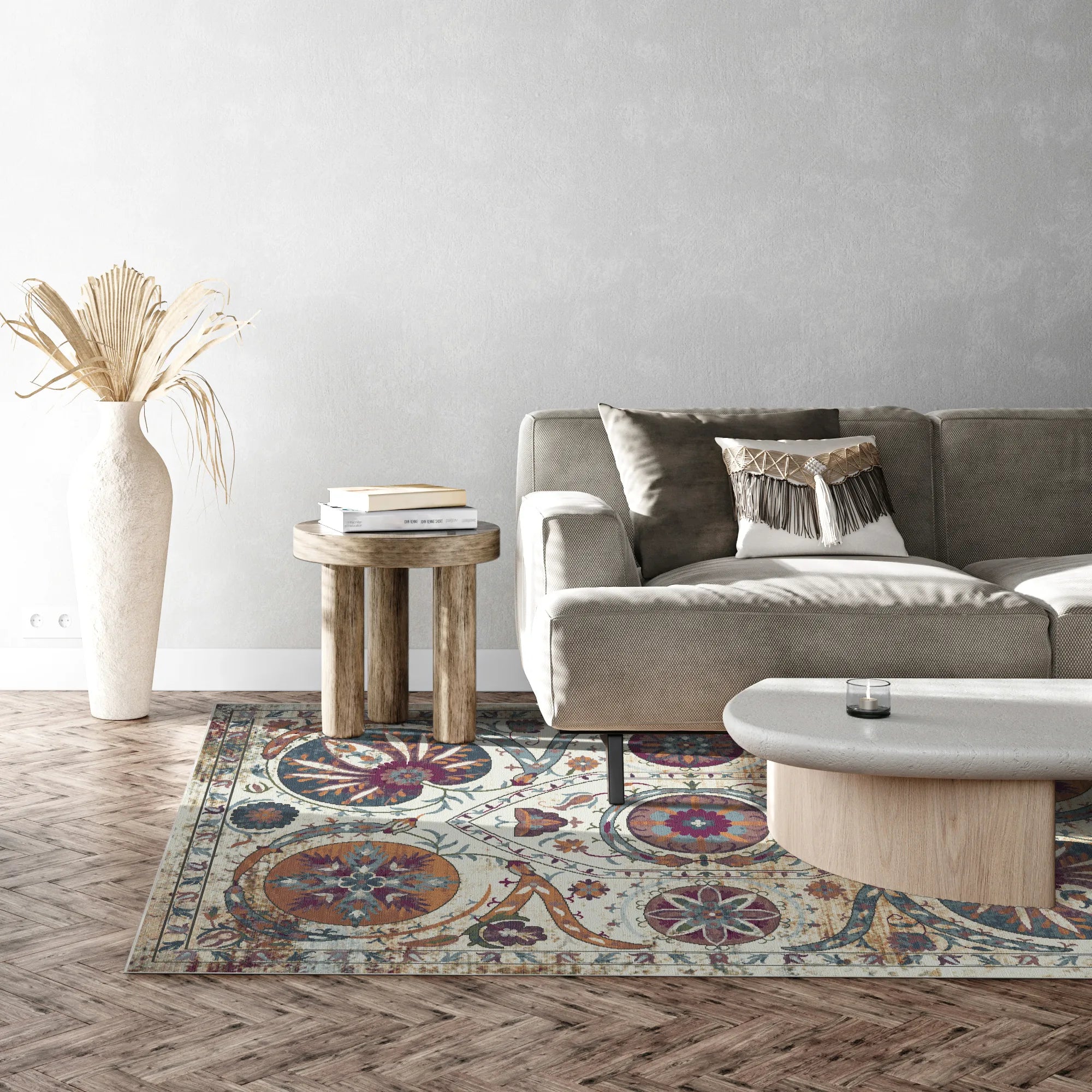 Boho Medaillon Waschbarer Teppich