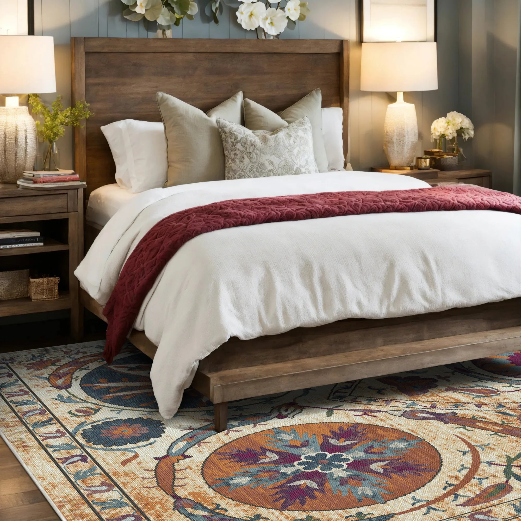 Boho Medaillon Waschbarer Teppich