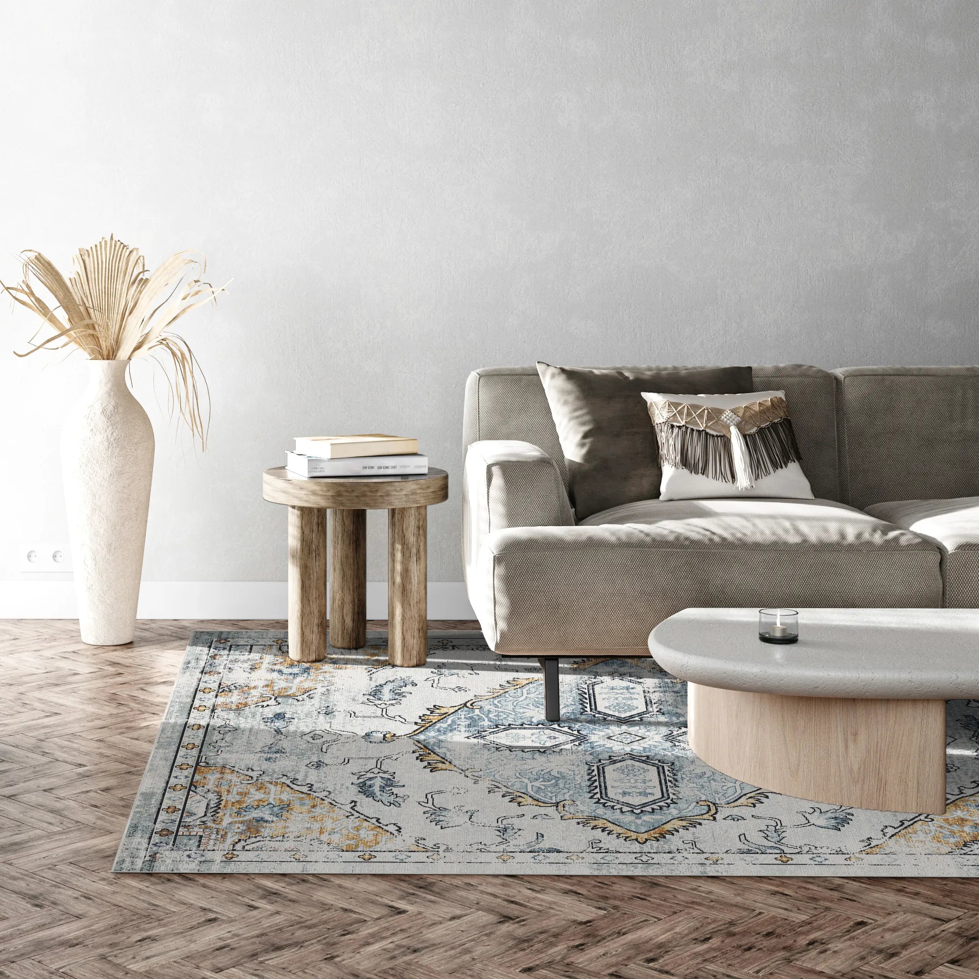 Zeitloser Oushak Gold Erbstückteppich