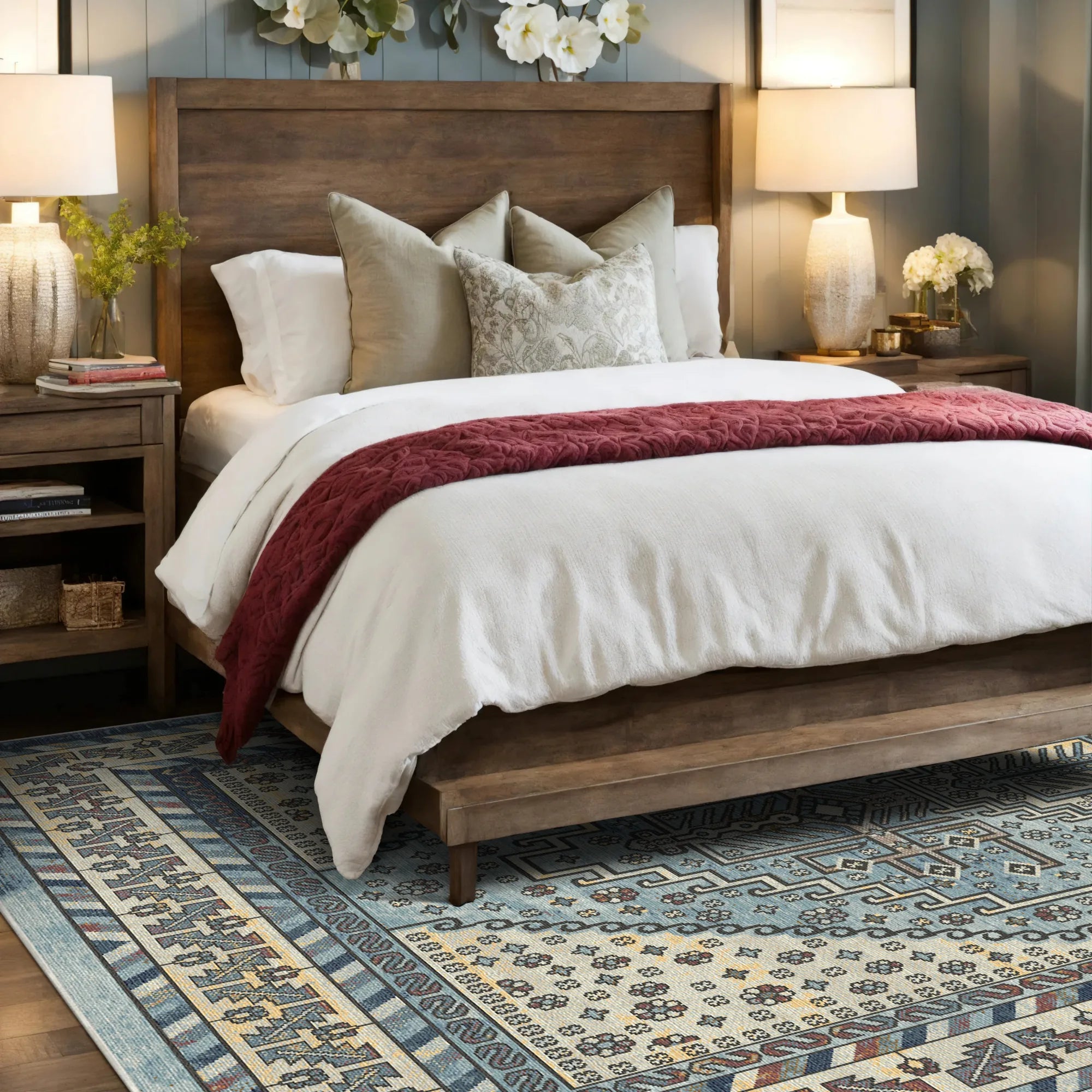 Shirvan Blue Geometrischer Traditioneller Teppich