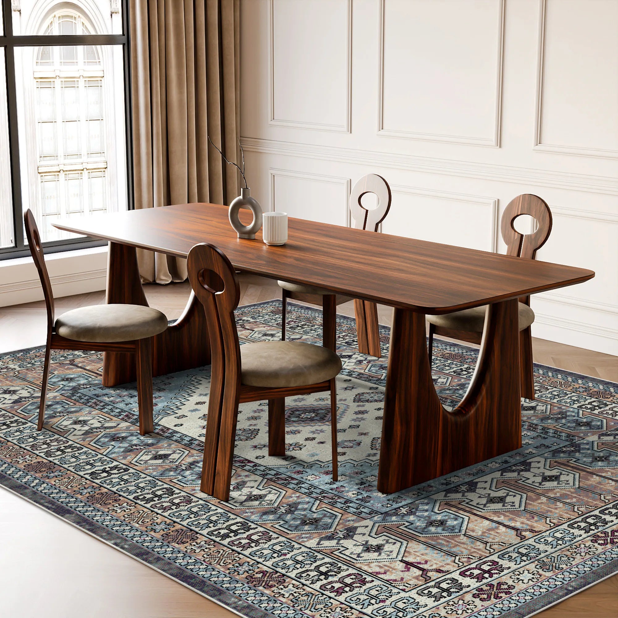 Turin Schiefer Palast Medaillon Waschbarer Teppich