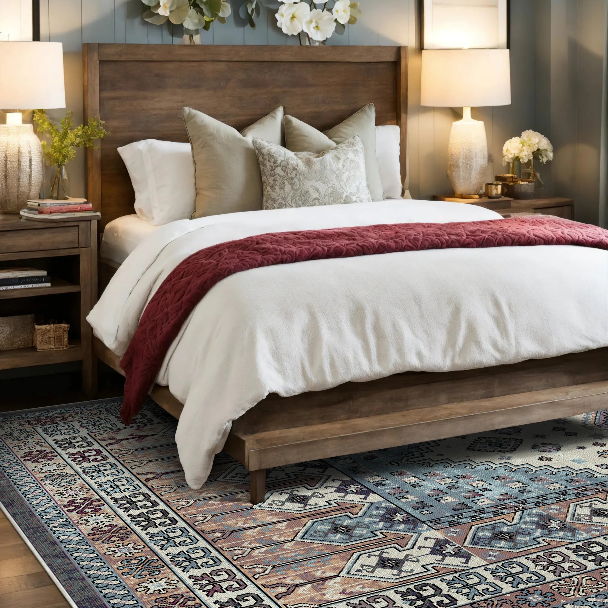 Turin Schiefer Palast Medaillon Waschbarer Teppich