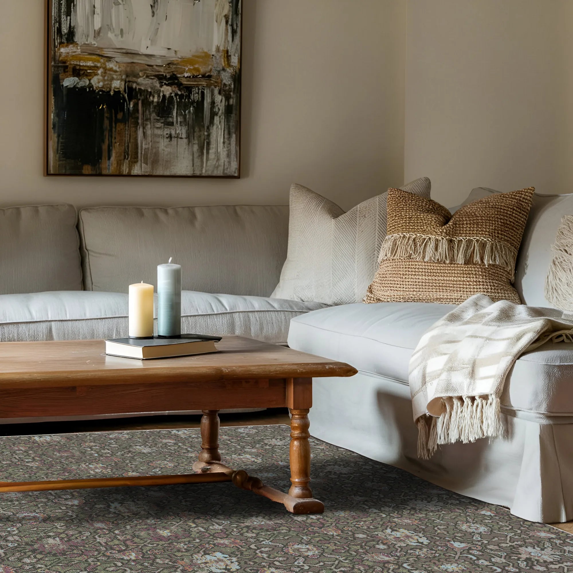 Waschbarer Teppich Tuscany Sage Botanical