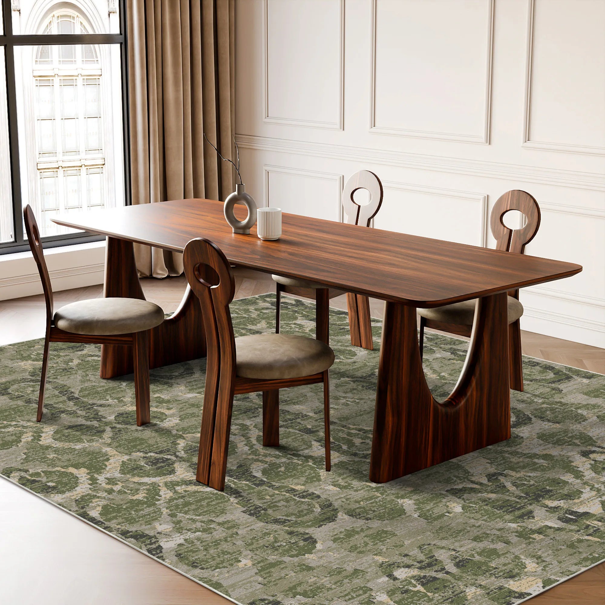 Galway Salbei Ikat Waschbarer Teppich
