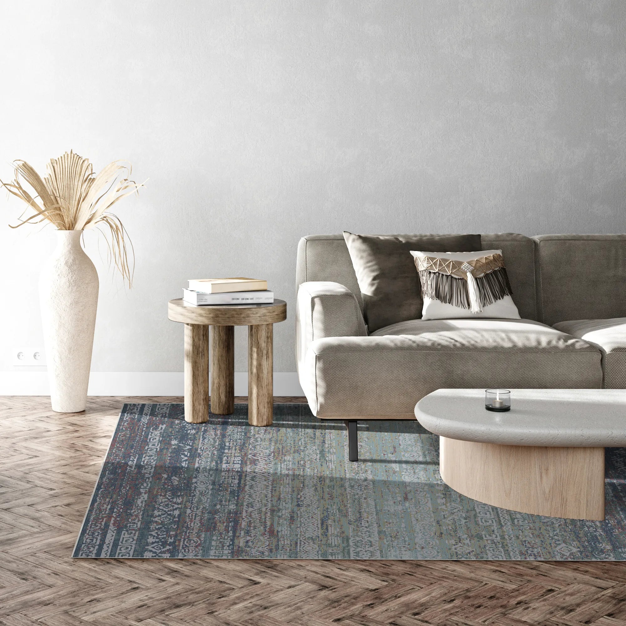 Island Silber Abstrakter Stammes Teppich