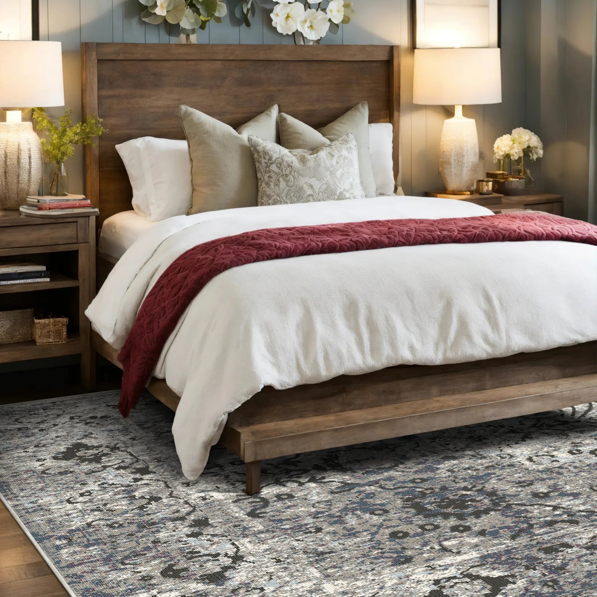 Oslo Silberner Blumenteppich