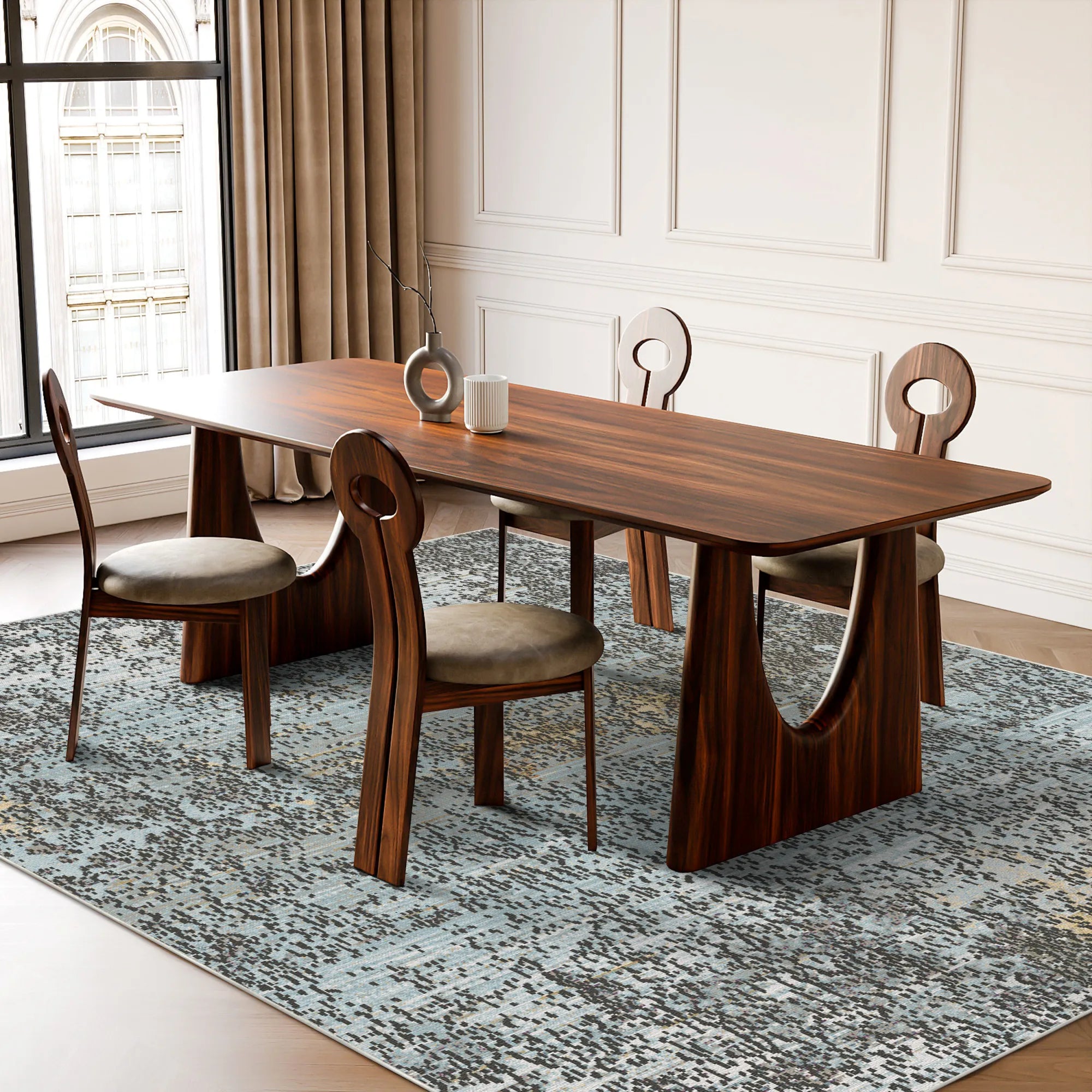 Genfer Silber Abstrakter Teppich