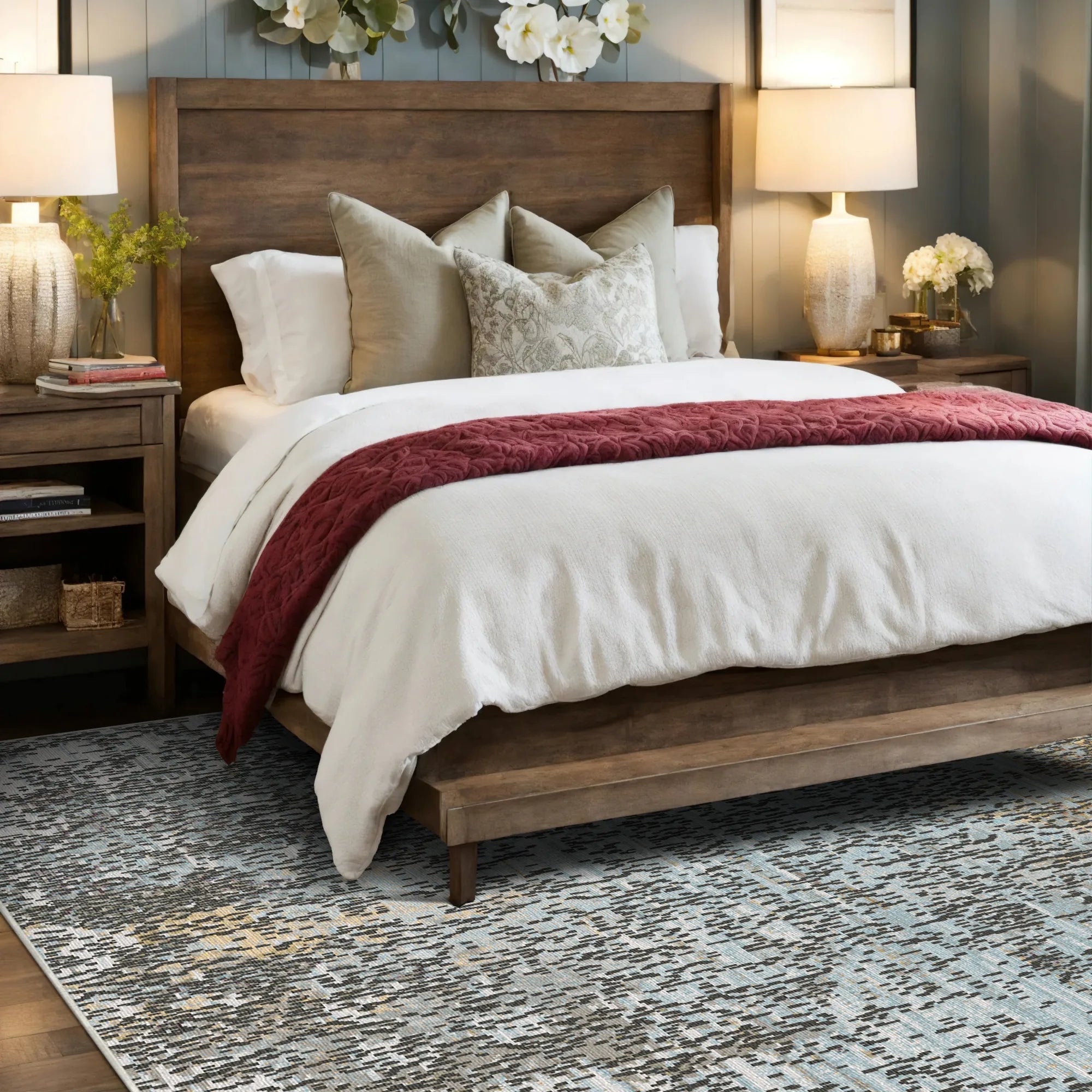 Genfer Silber Abstrakter Teppich