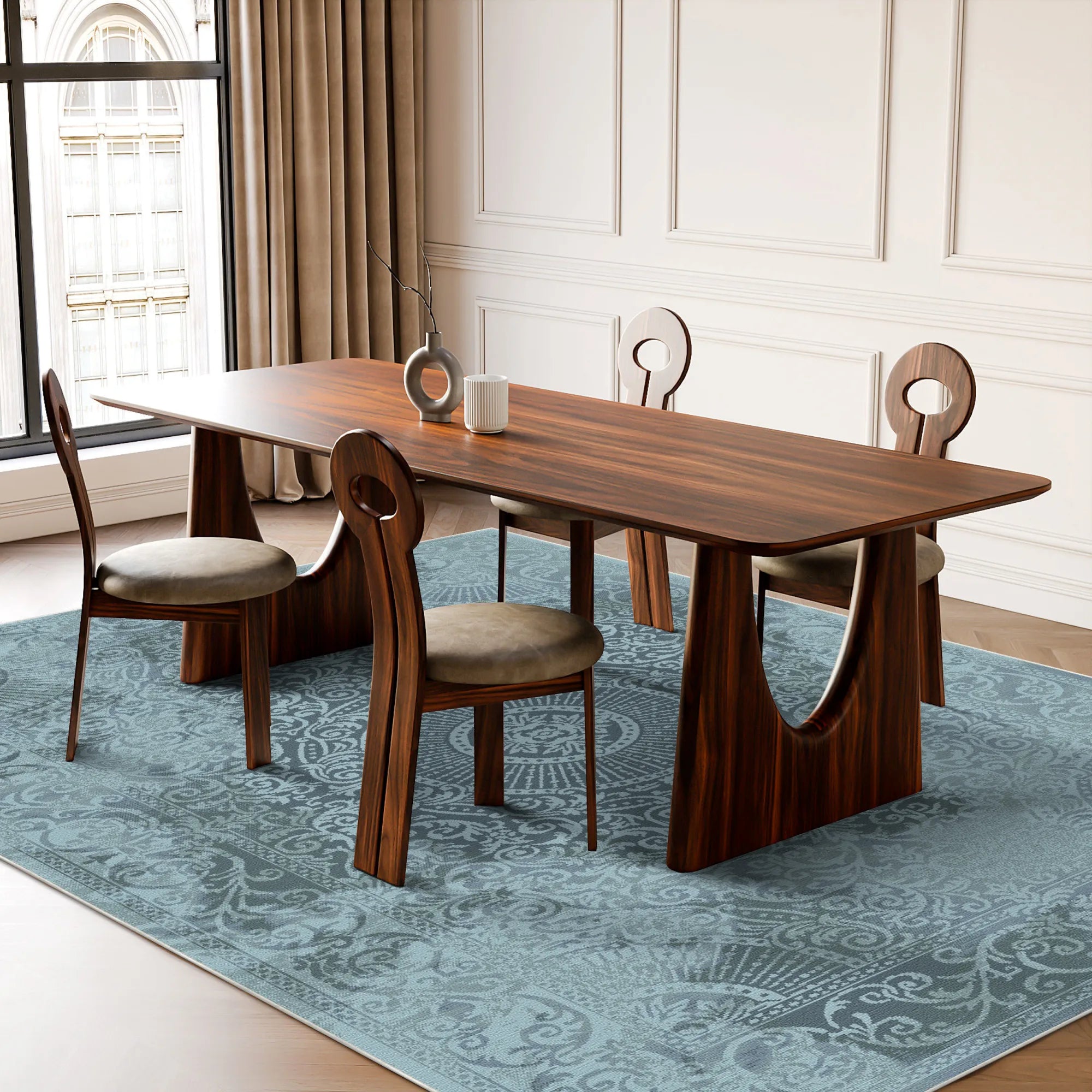 Venedig Aquamarin Barock Medaillon Teppich