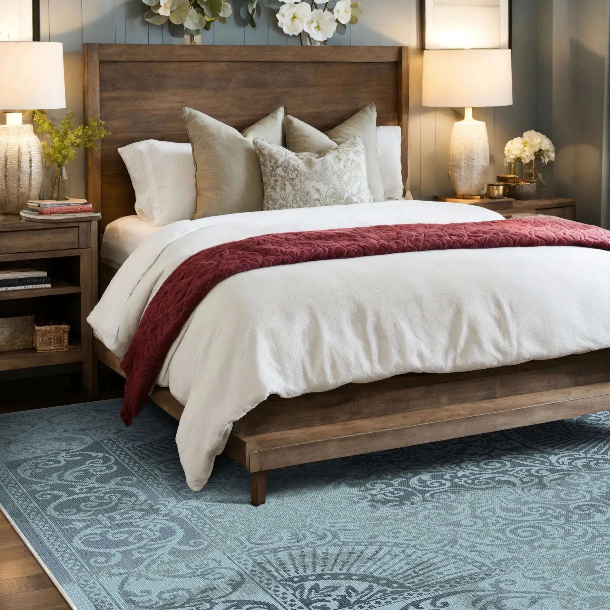 Venedig Aquamarin Barock Medaillon Teppich