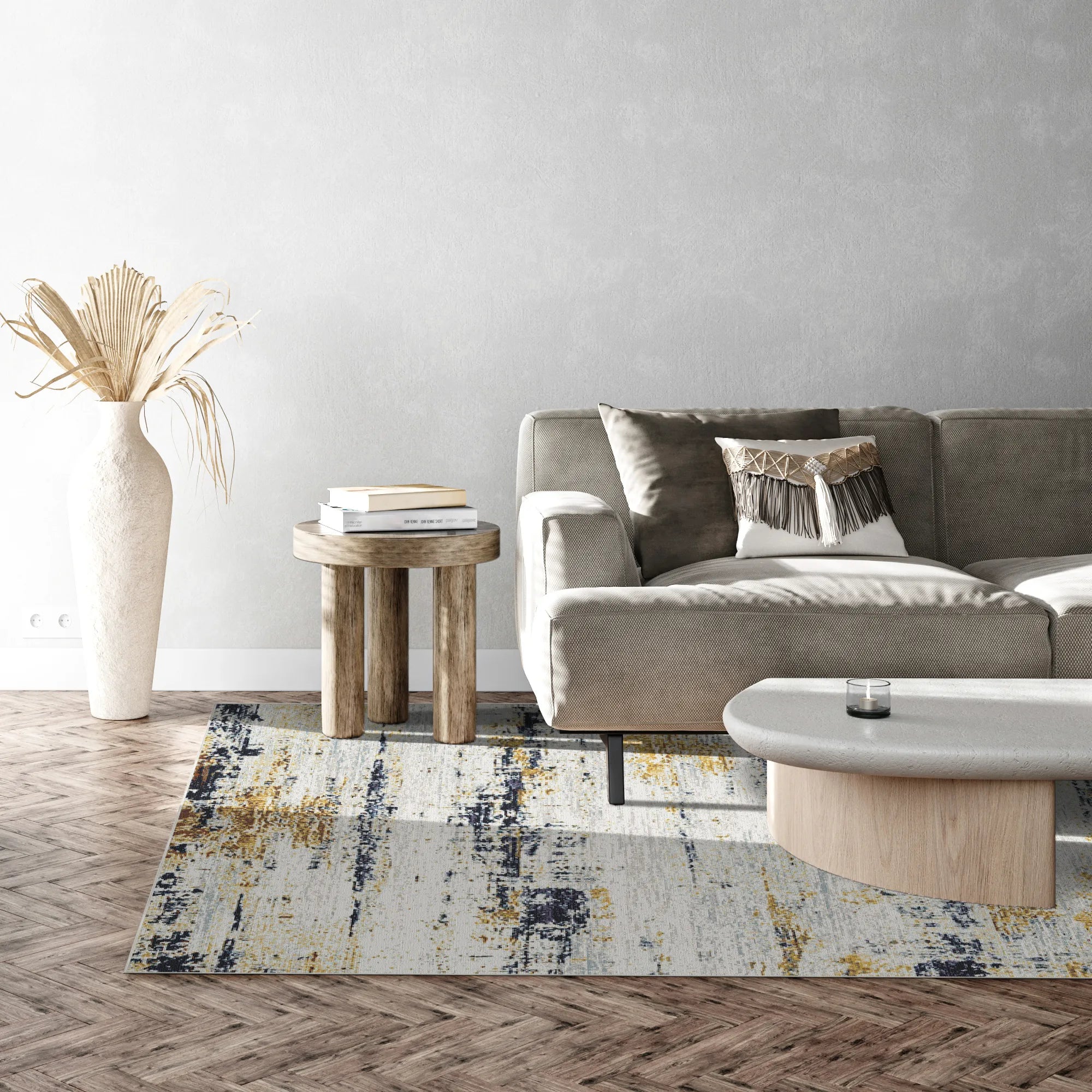 Moderner Abstrakter Goldener Horizont Teppich